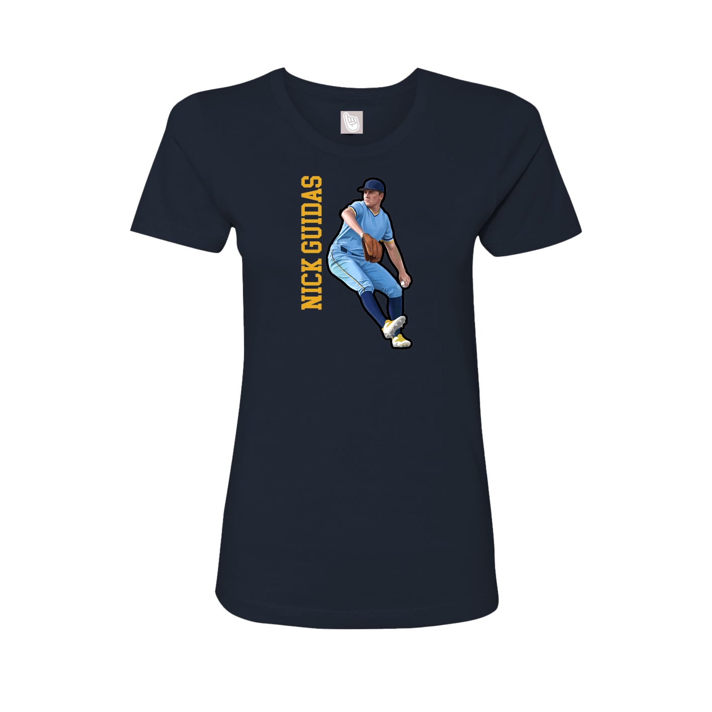 Womens Tee — Name Vertical in Navy
