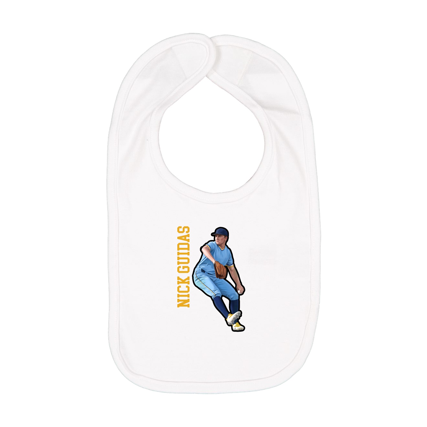 Infant Bib — Name Vertical in White