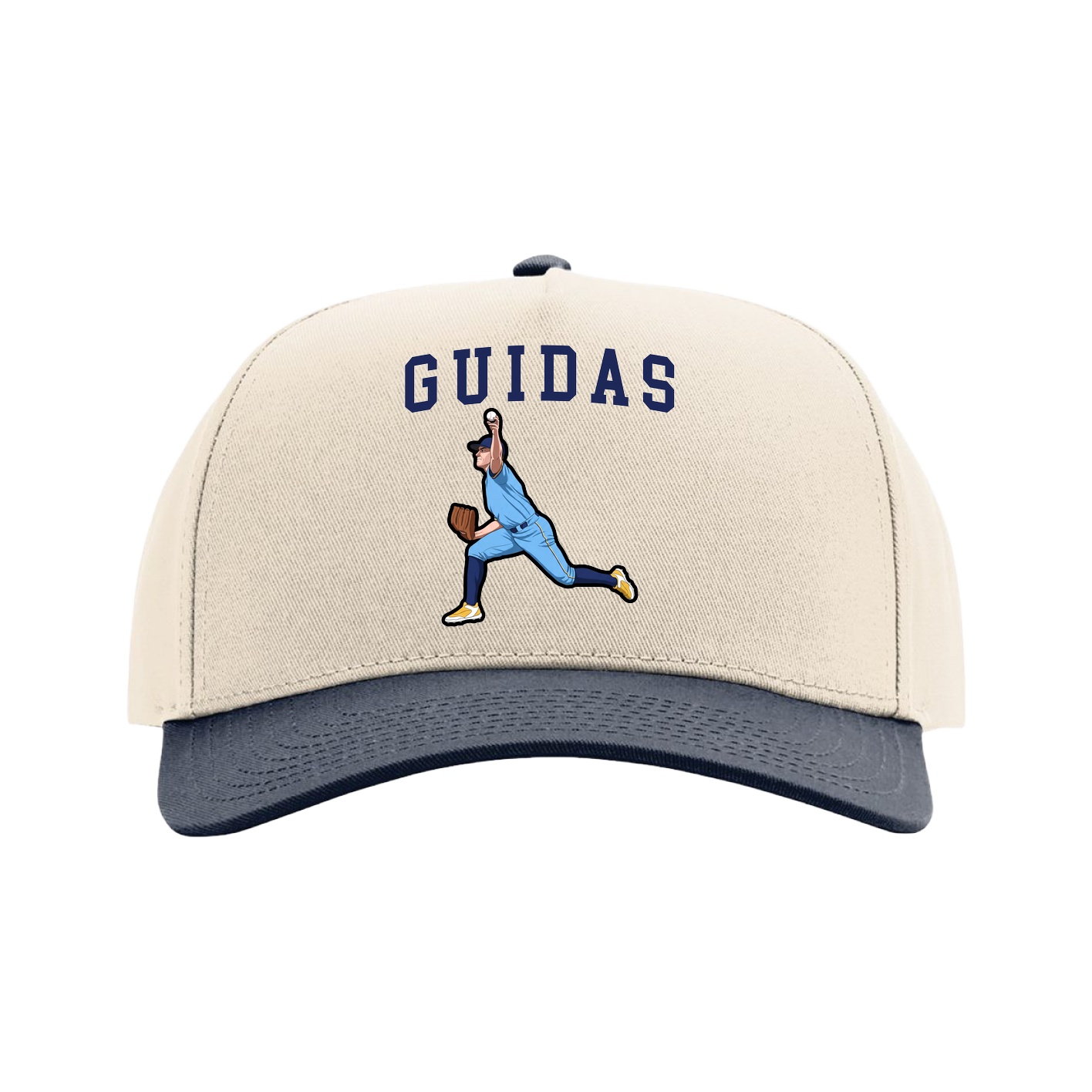 Full Fabric Five-Panel Champ Cap — Shirsey in Cream/Navy
