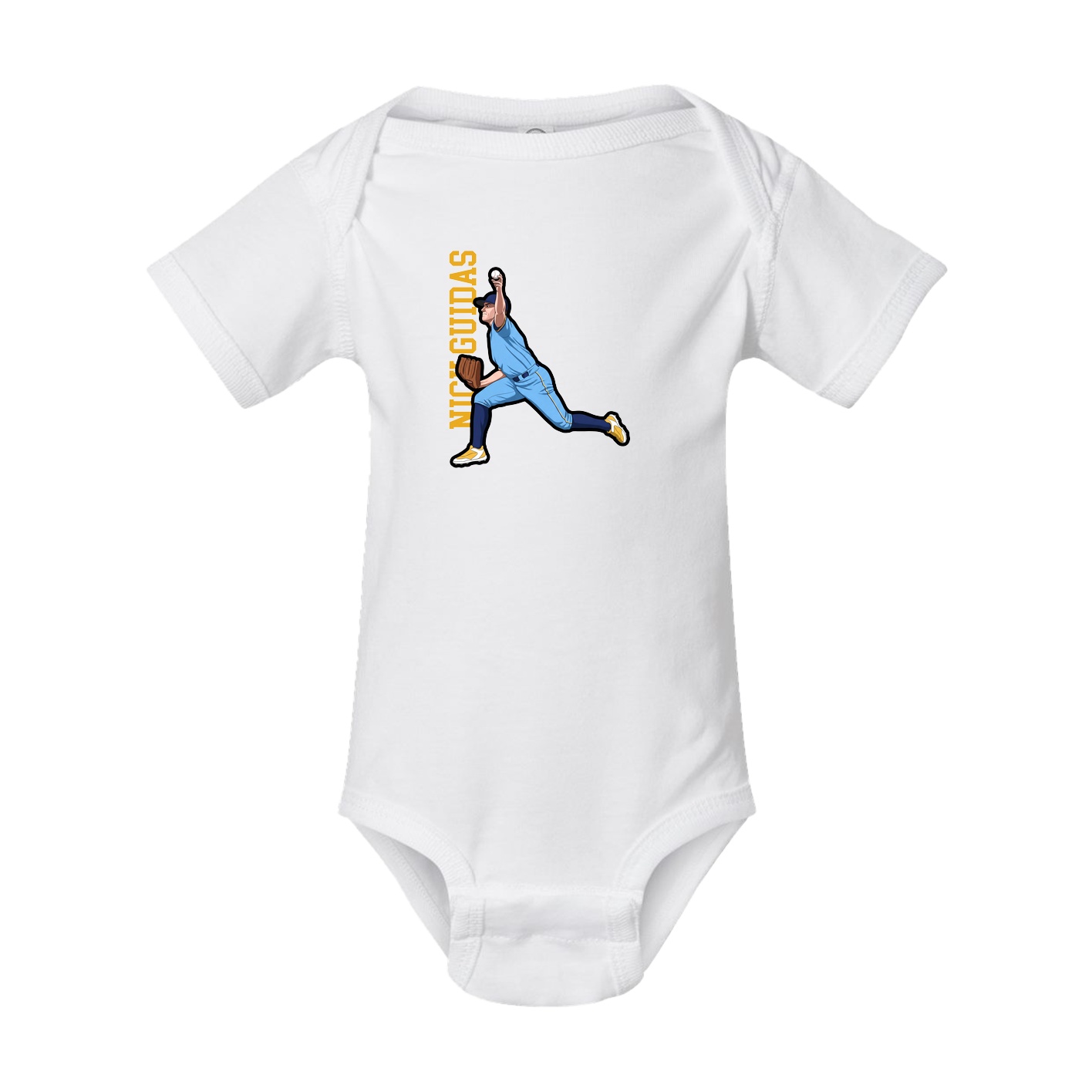 Baby Onesie — Name Vertical in White