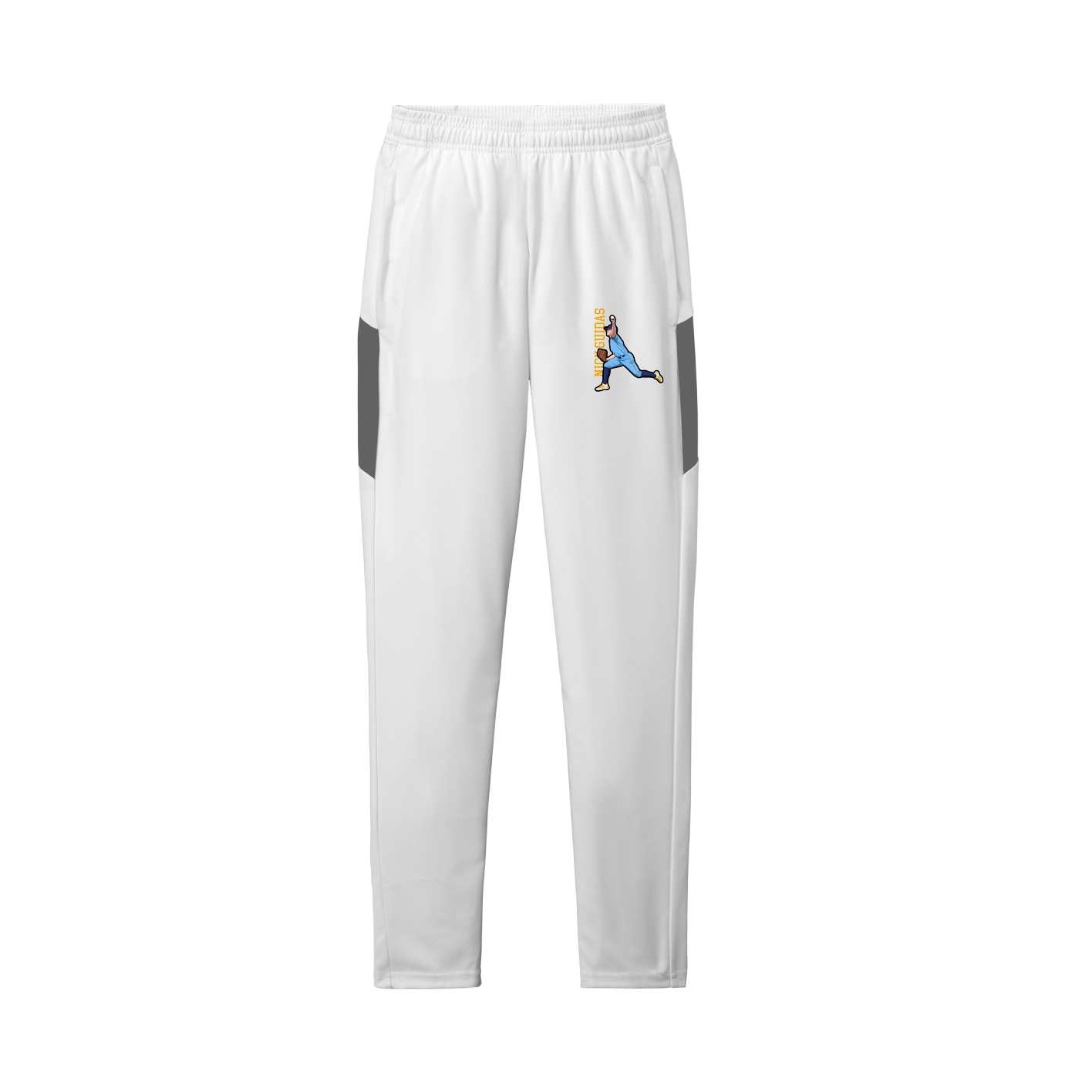 Team Travel Pant — Name Vertical in White/Grey