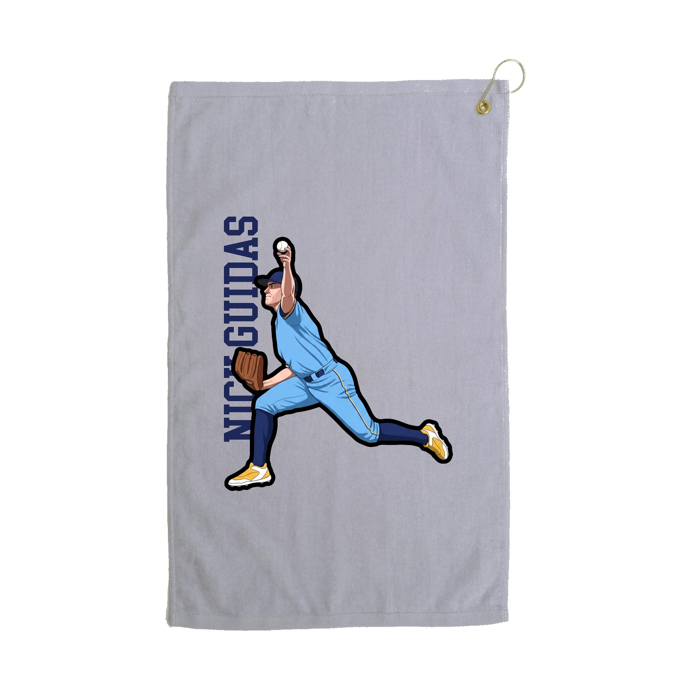 Golf Towel — Name Vertical in Grey