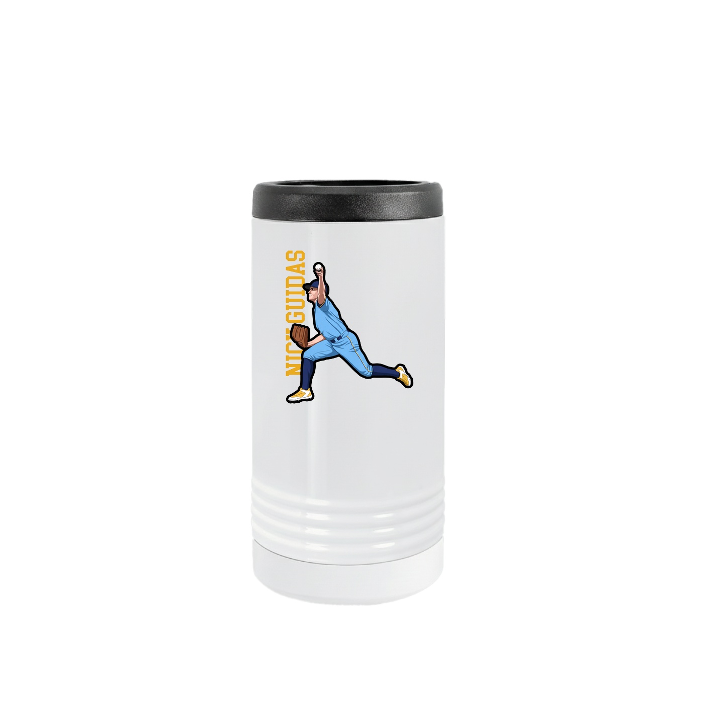Slim Beverage Holder — Name Vertical in White
