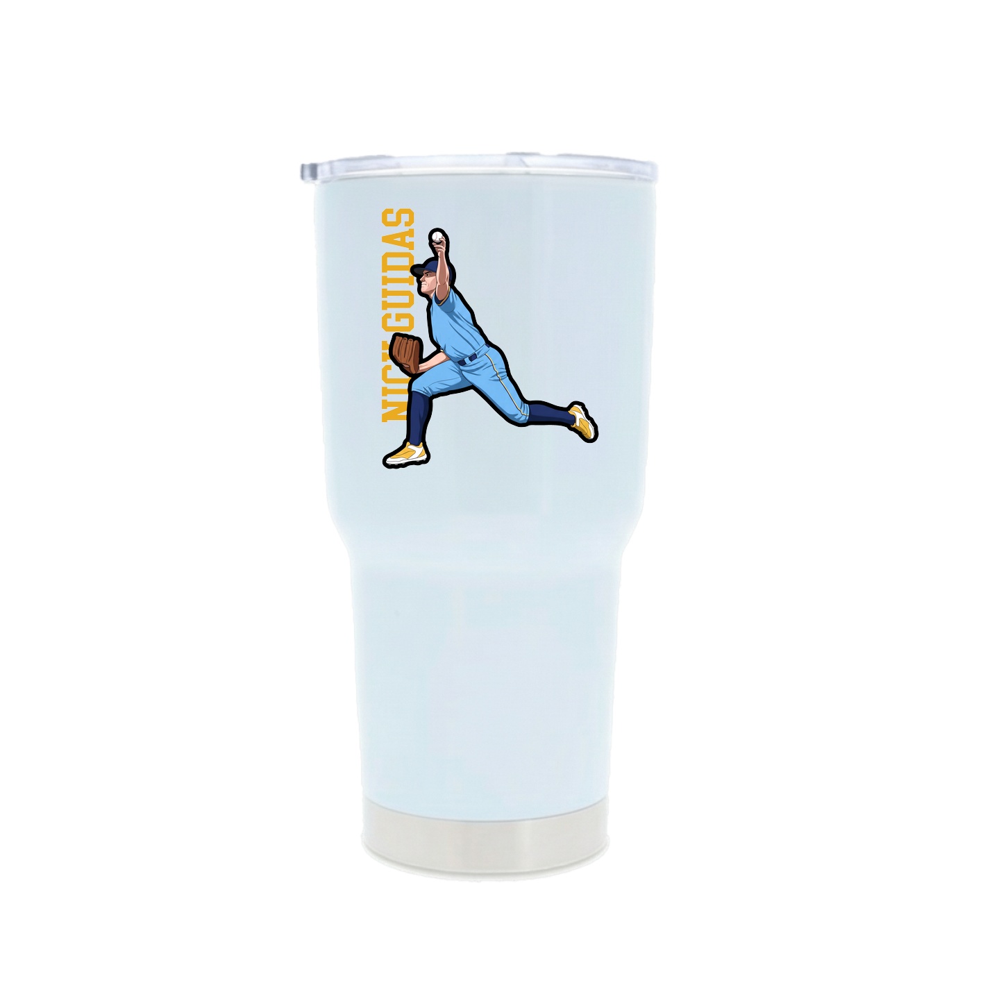 30oz Stainless Steel Tumbler — Name Vertical in White