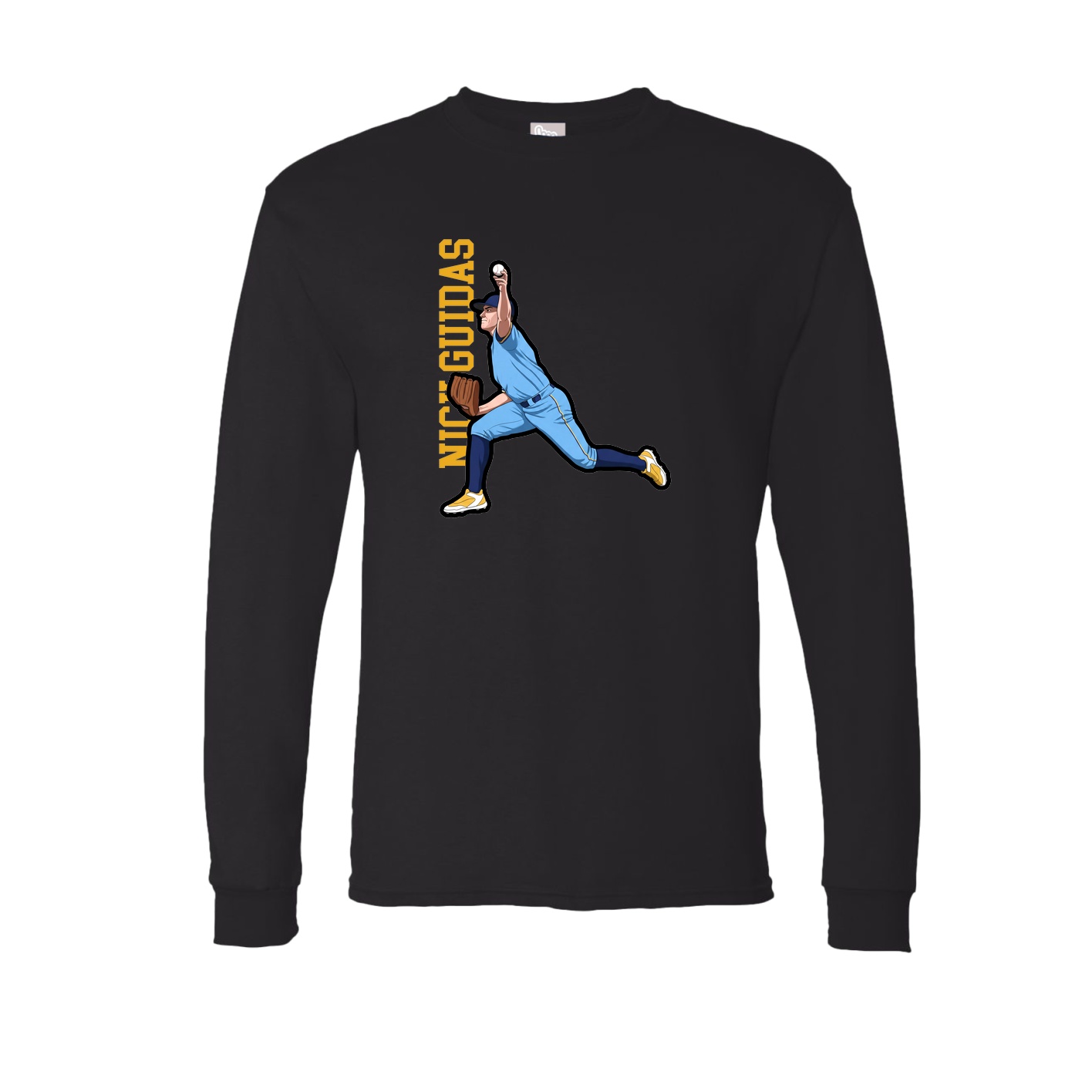 Long Sleeve Tee — Name Vertical in Black