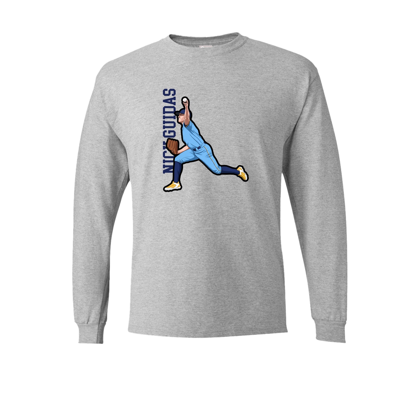 Long Sleeve Tee — Name Vertical in Grey
