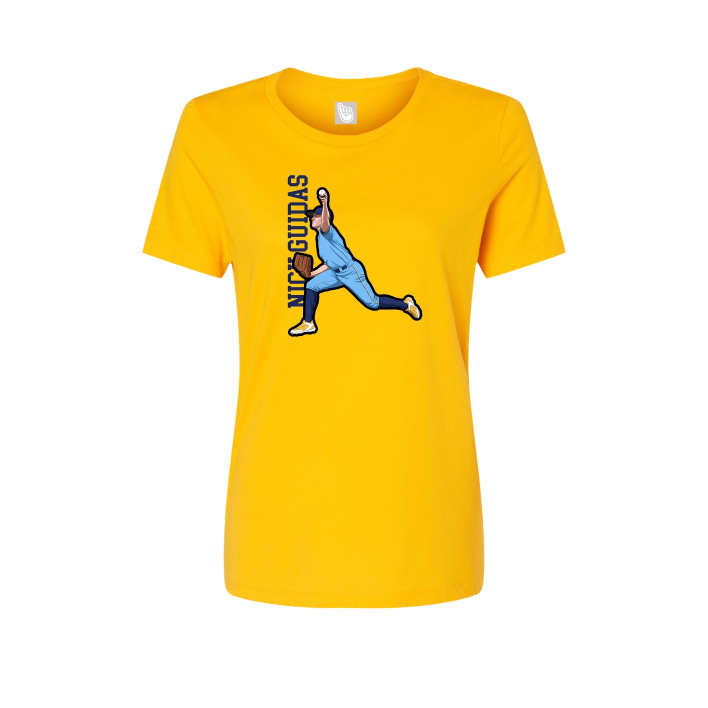 Womens Tee — Name Vertical in Gold