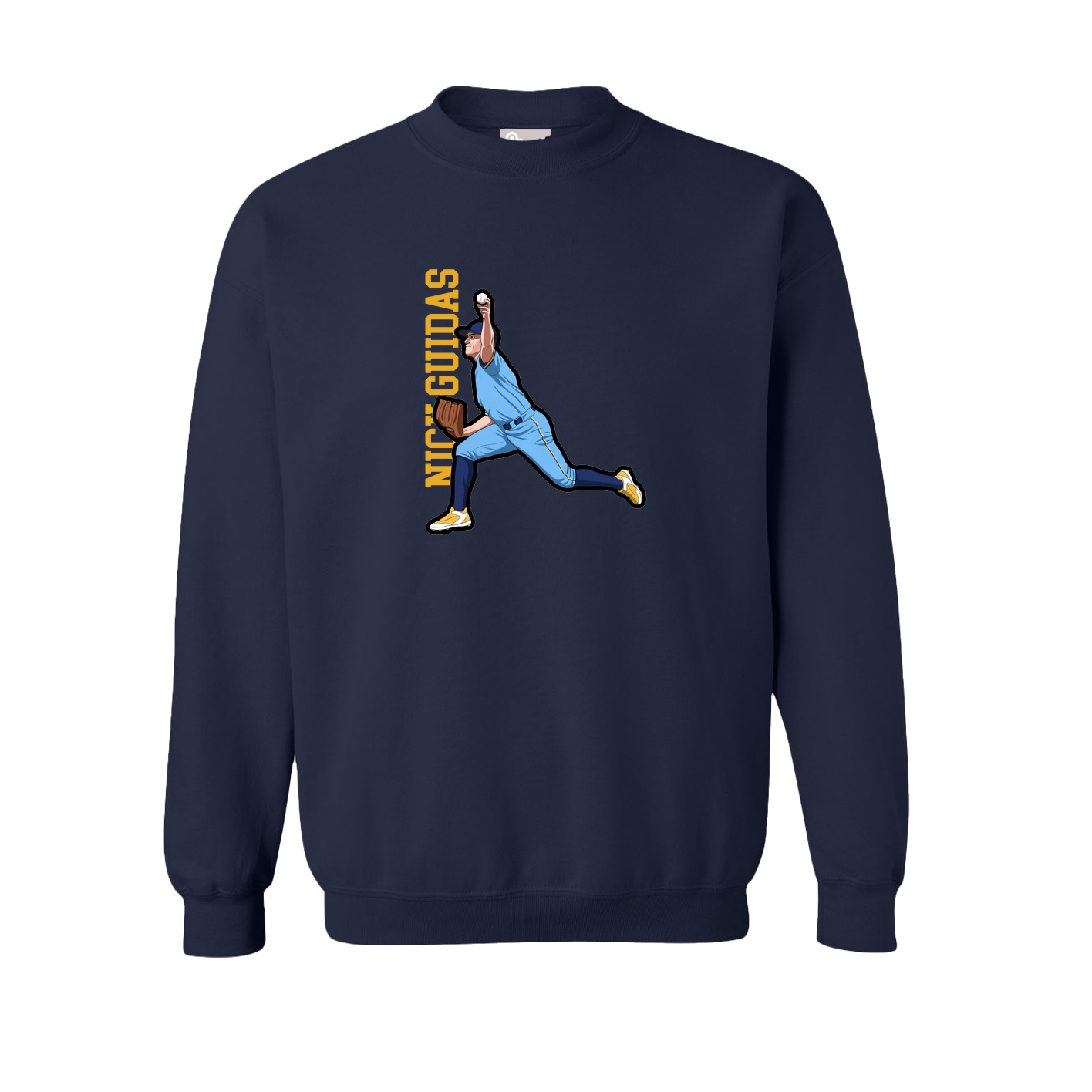 Fleece Crew — Name Vertical in Navy