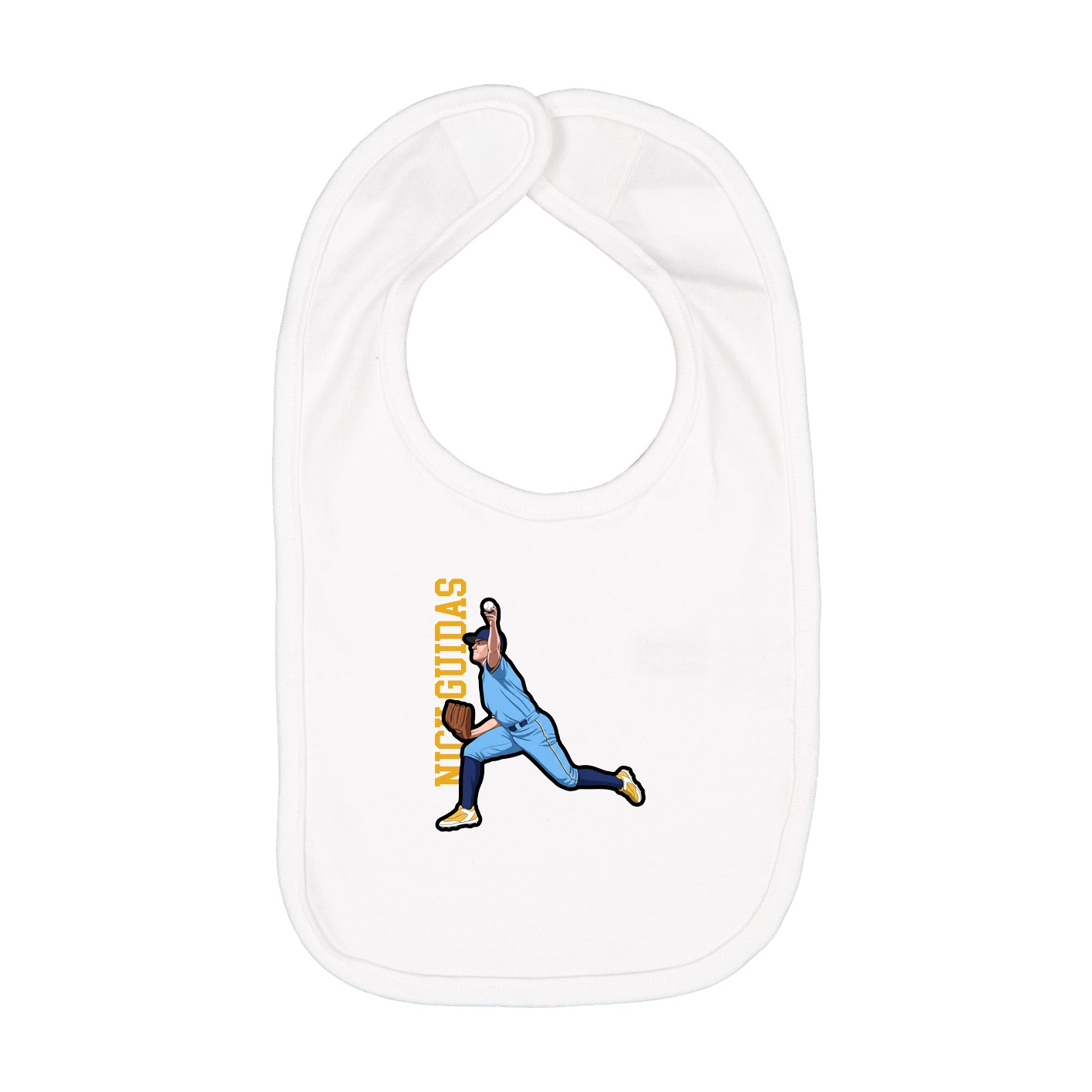 Infant Bib — Name Vertical in White