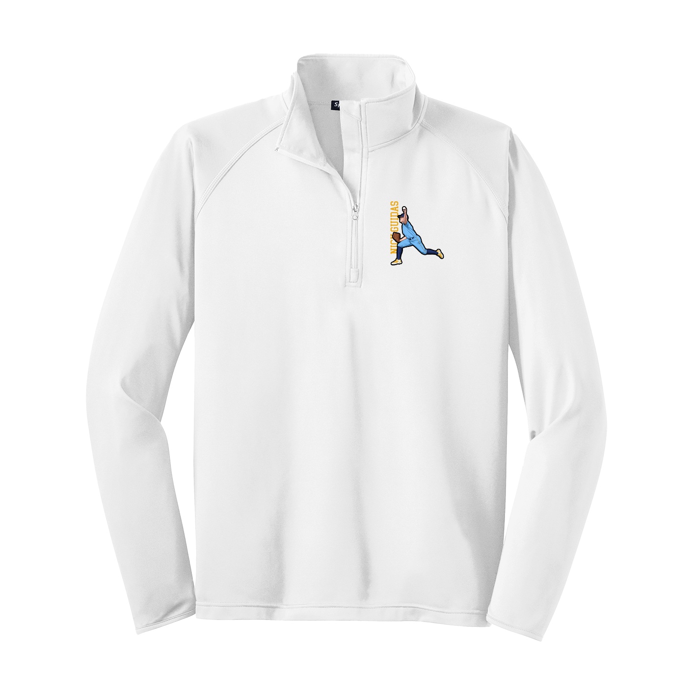 Q-Zip Pullover — Name Vertical in White