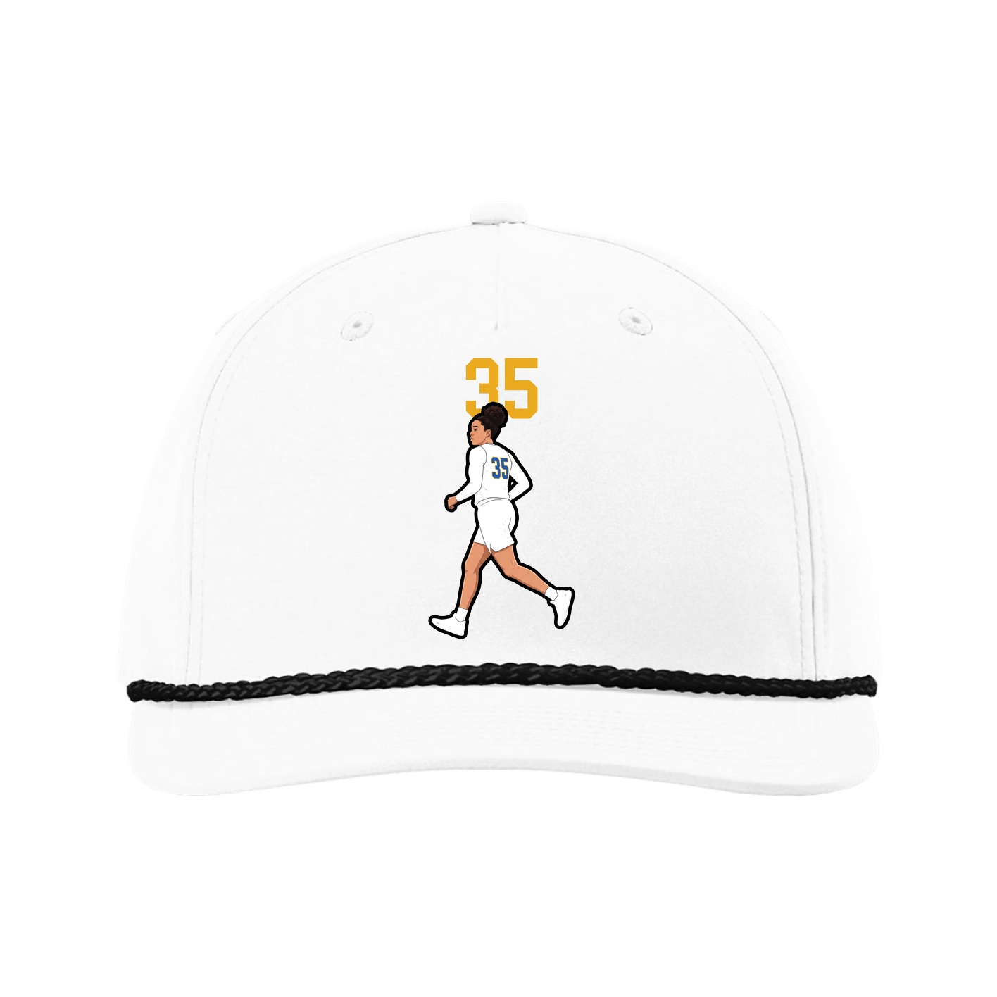 Five-Panel Classic Rope Cap — Number Top in White