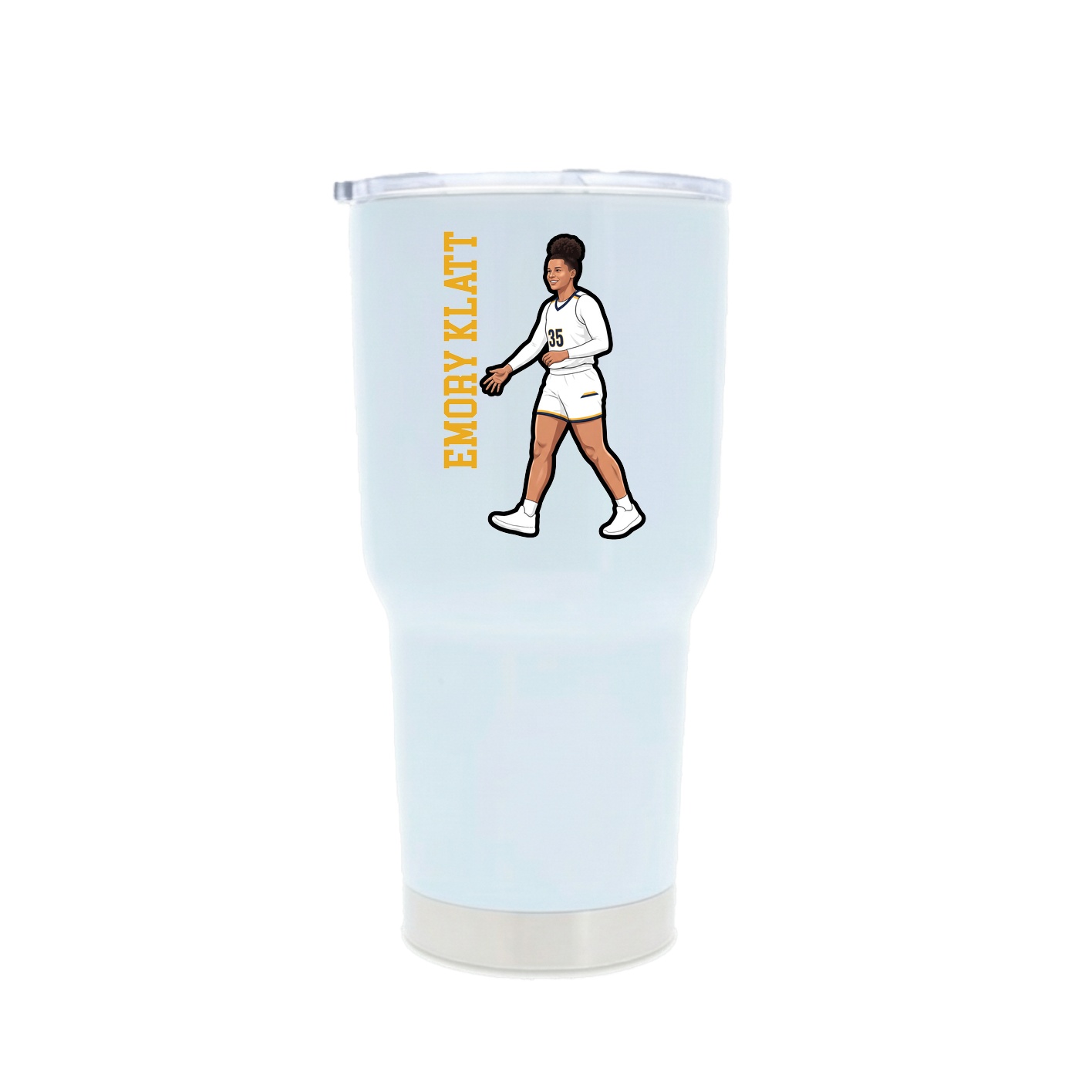 30oz Stainless Steel Tumbler — Name Vertical in White