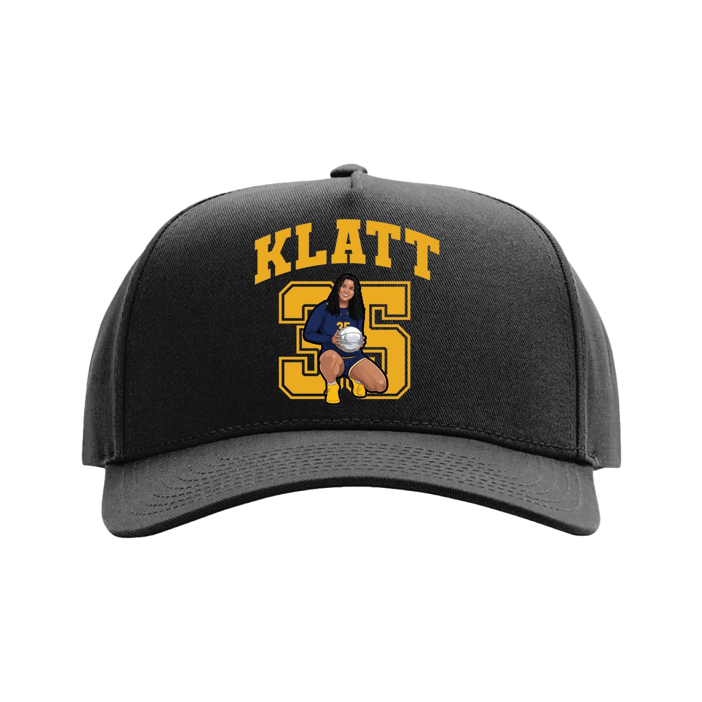 Full Fabric Five-Panel Champ Cap — Number in Black