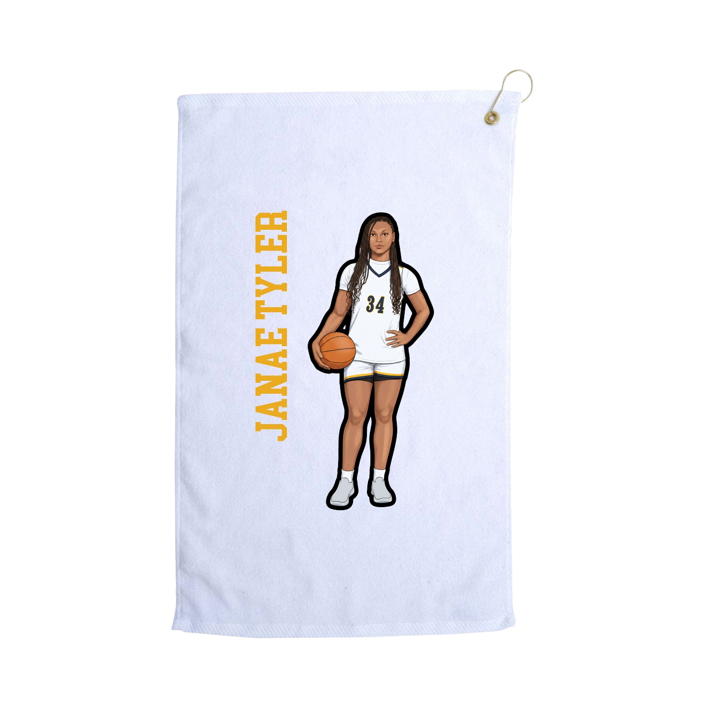 Golf Towel — Name Vertical in White