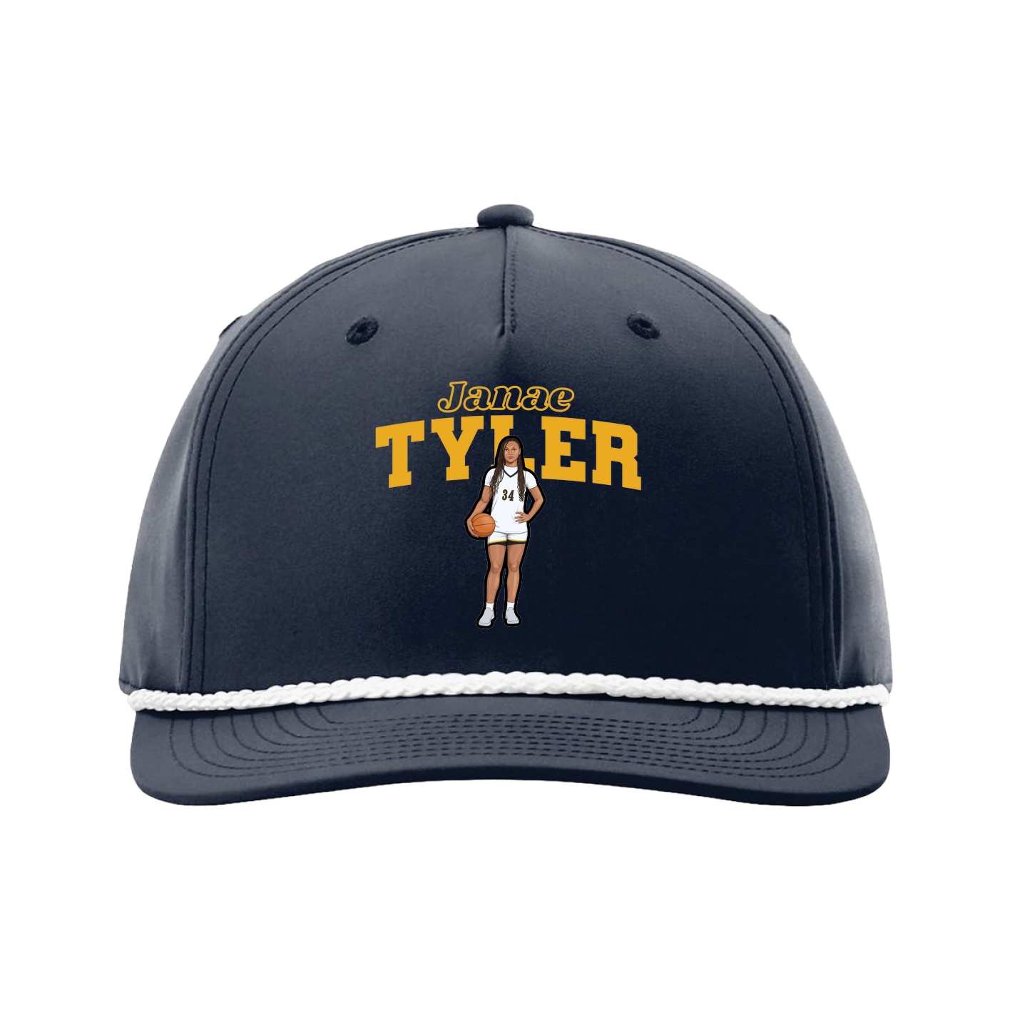 Five-Panel Classic Rope Cap — Name Arch in Navy