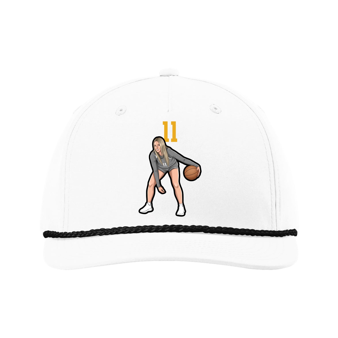 Five-Panel Classic Rope Cap — Number Top in White