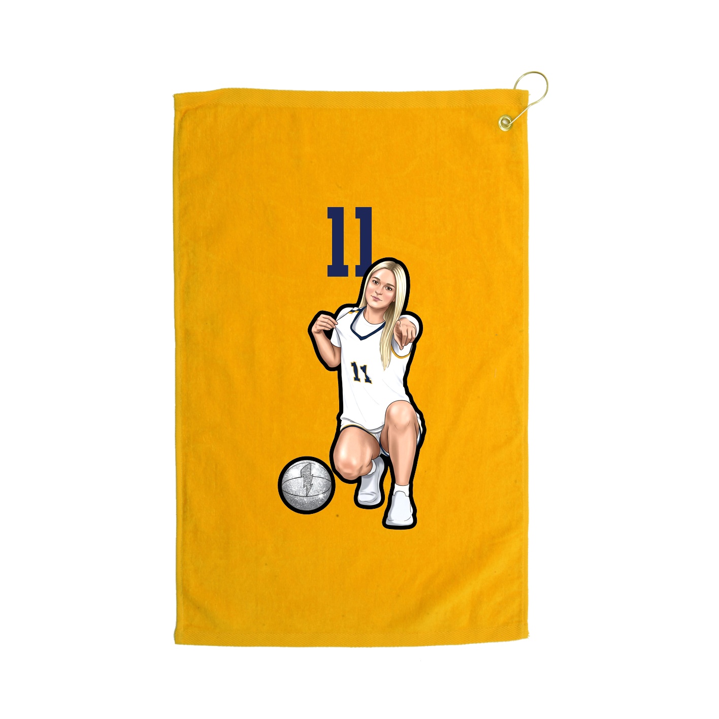 Golf Towel — Number Top in Gold