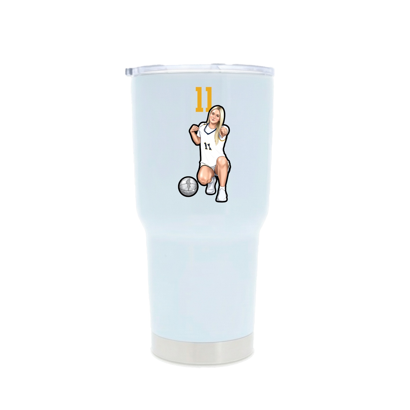 30oz Stainless Steel Tumbler — Number Top in White