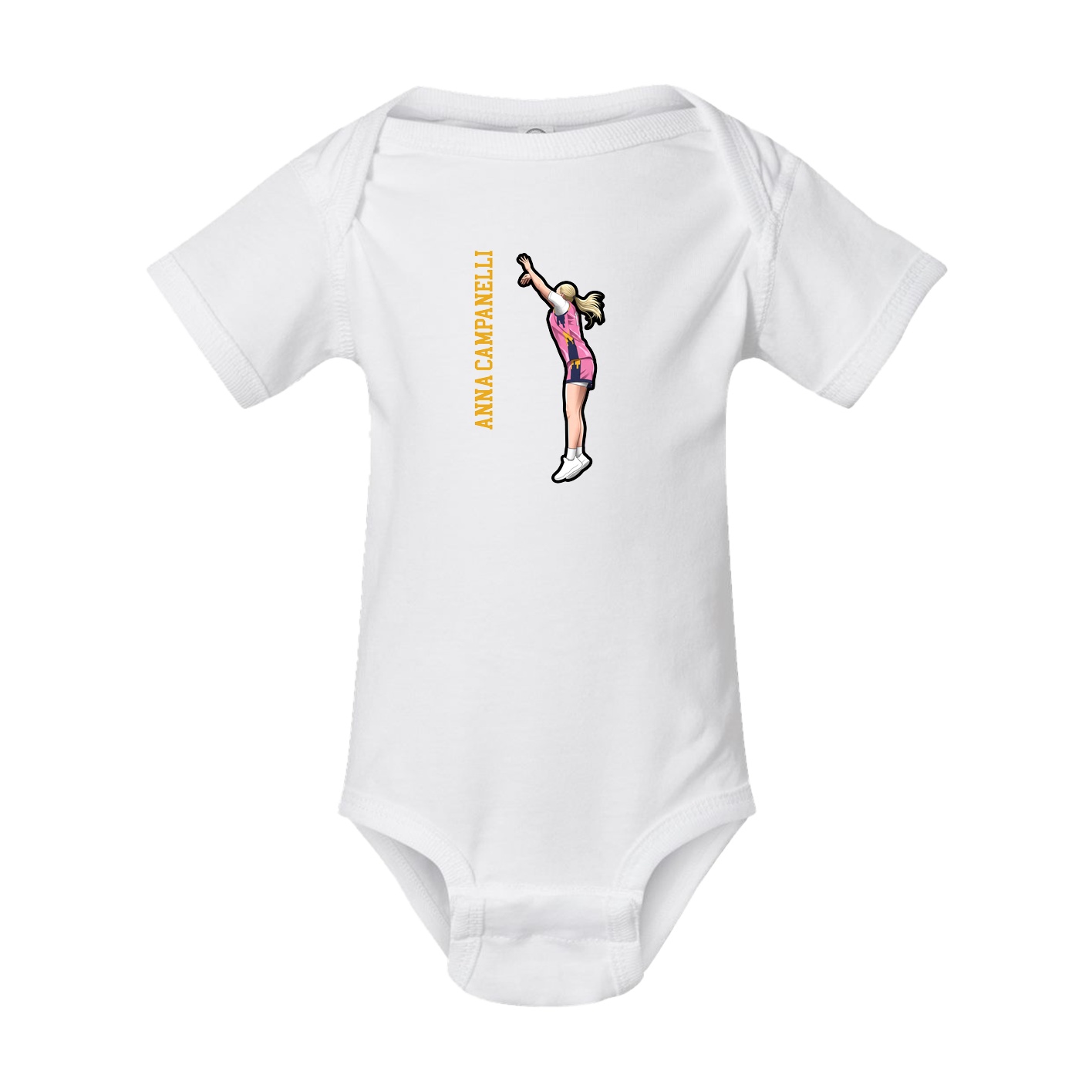 Baby Onesie — Name Vertical in White
