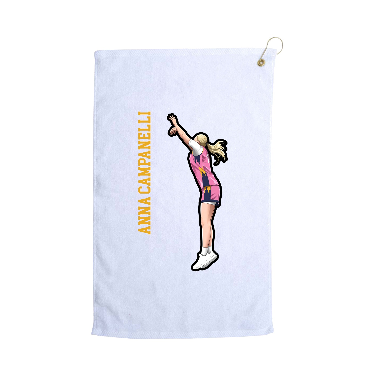 Golf Towel — Name Vertical in White
