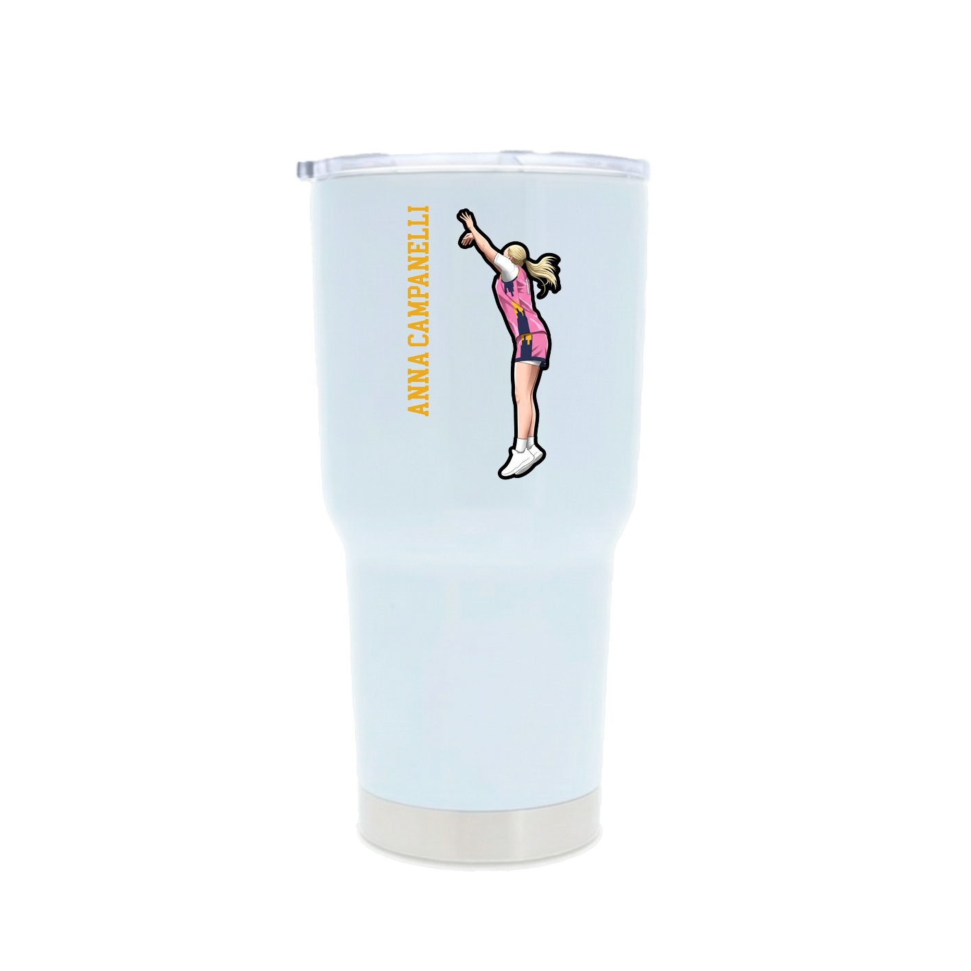 30oz Stainless Steel Tumbler — Name Vertical in White