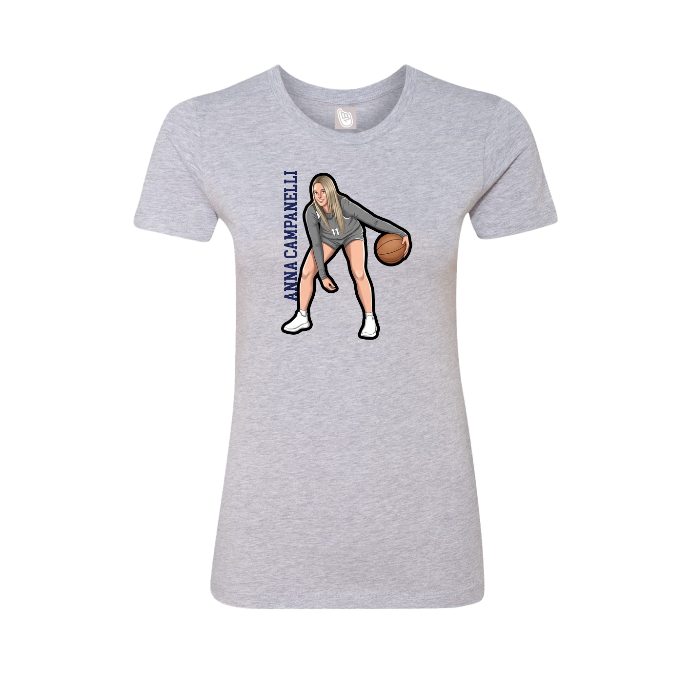 Fitted Women's Tee — Name Vertical in Grey