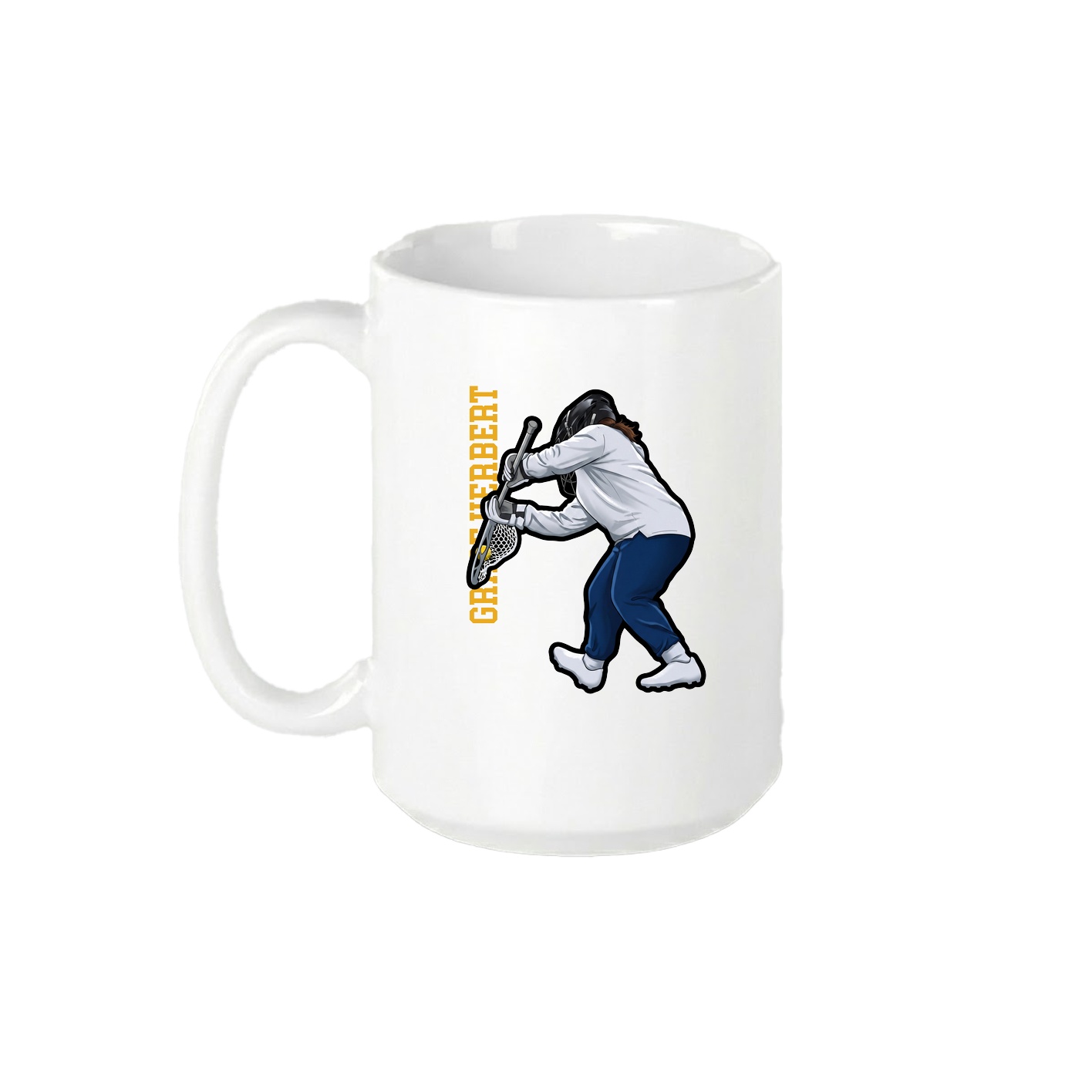15oz Coffee Mug — Name Vertical in White