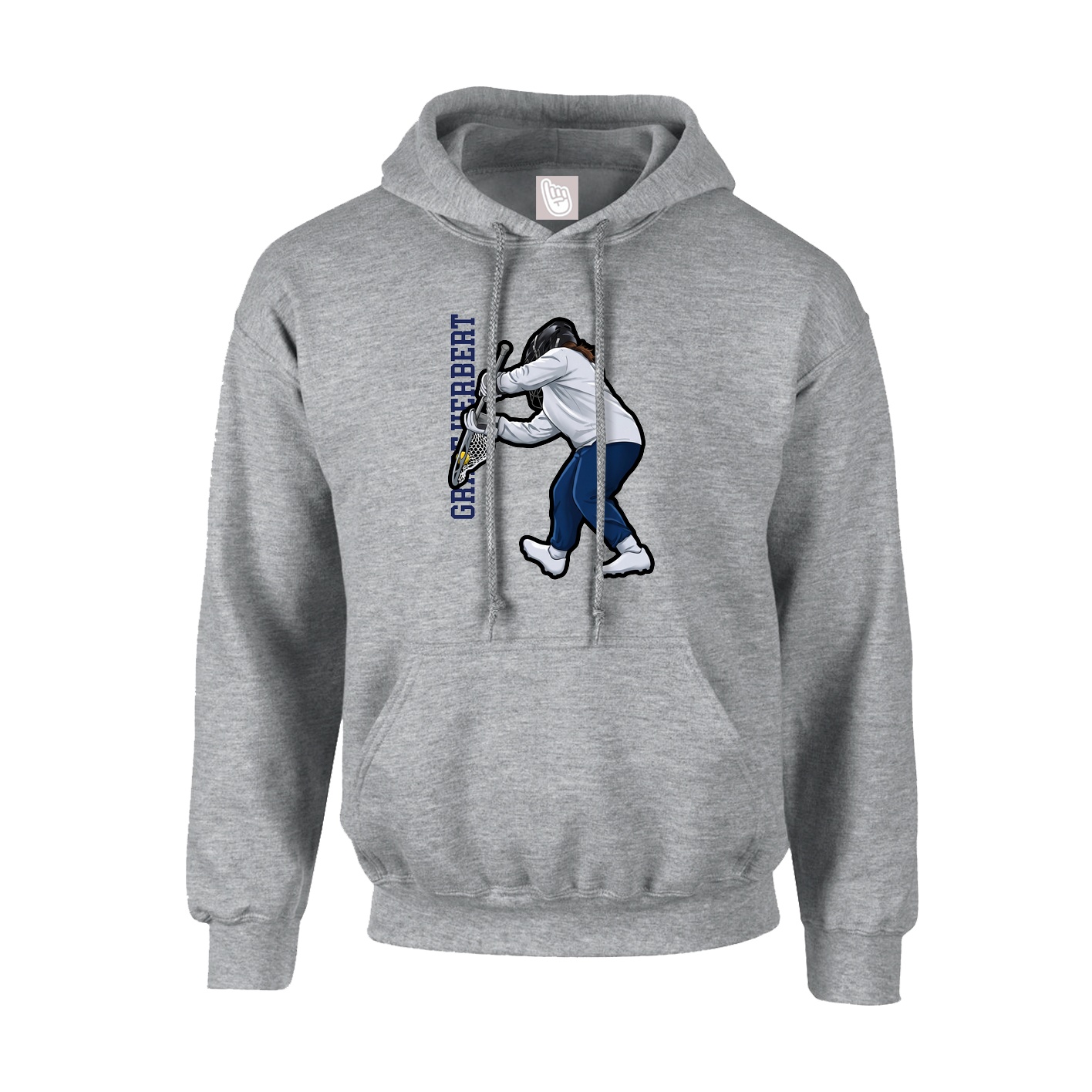 Youth Hoodie — Name Vertical in Grey