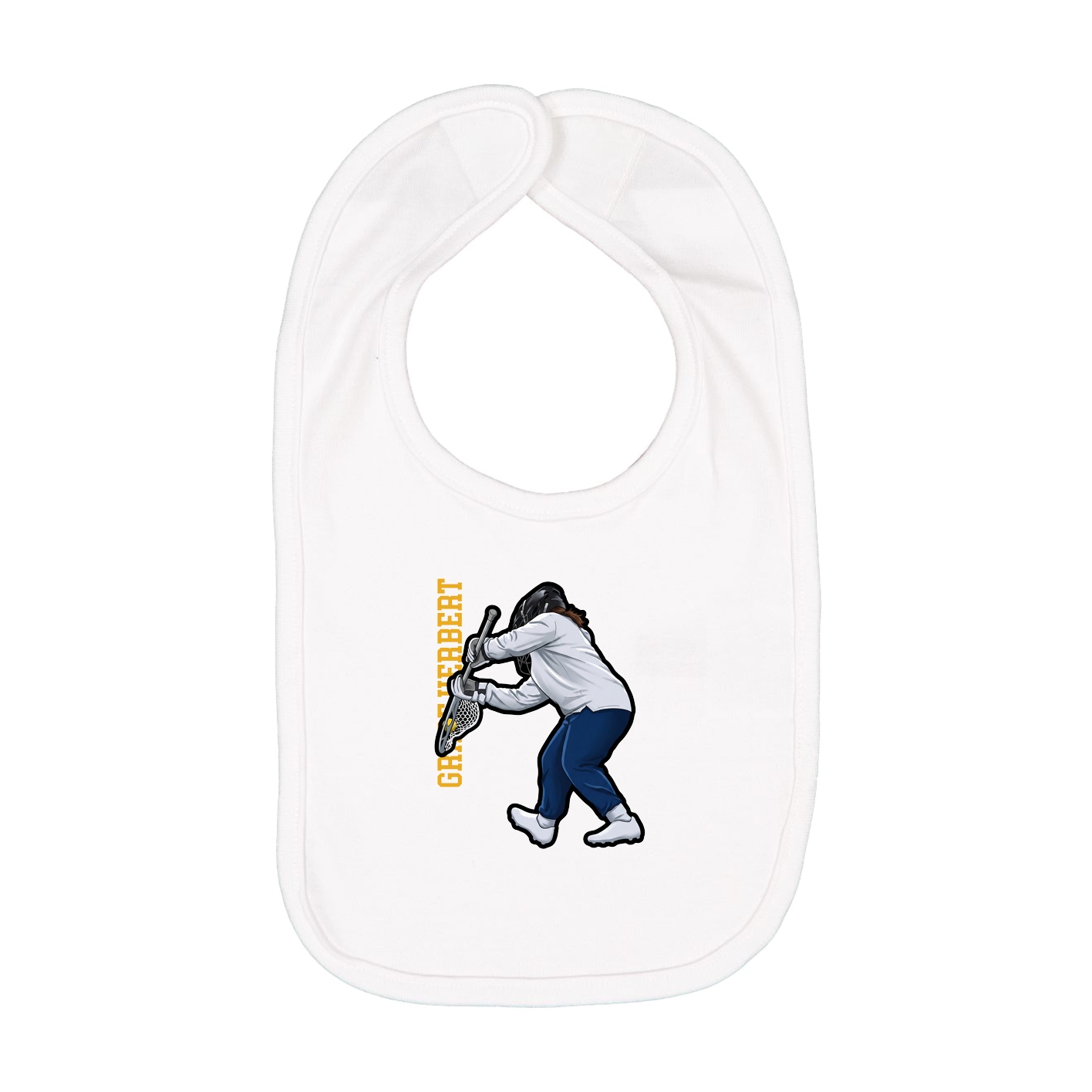Infant Bib — Name Vertical in White