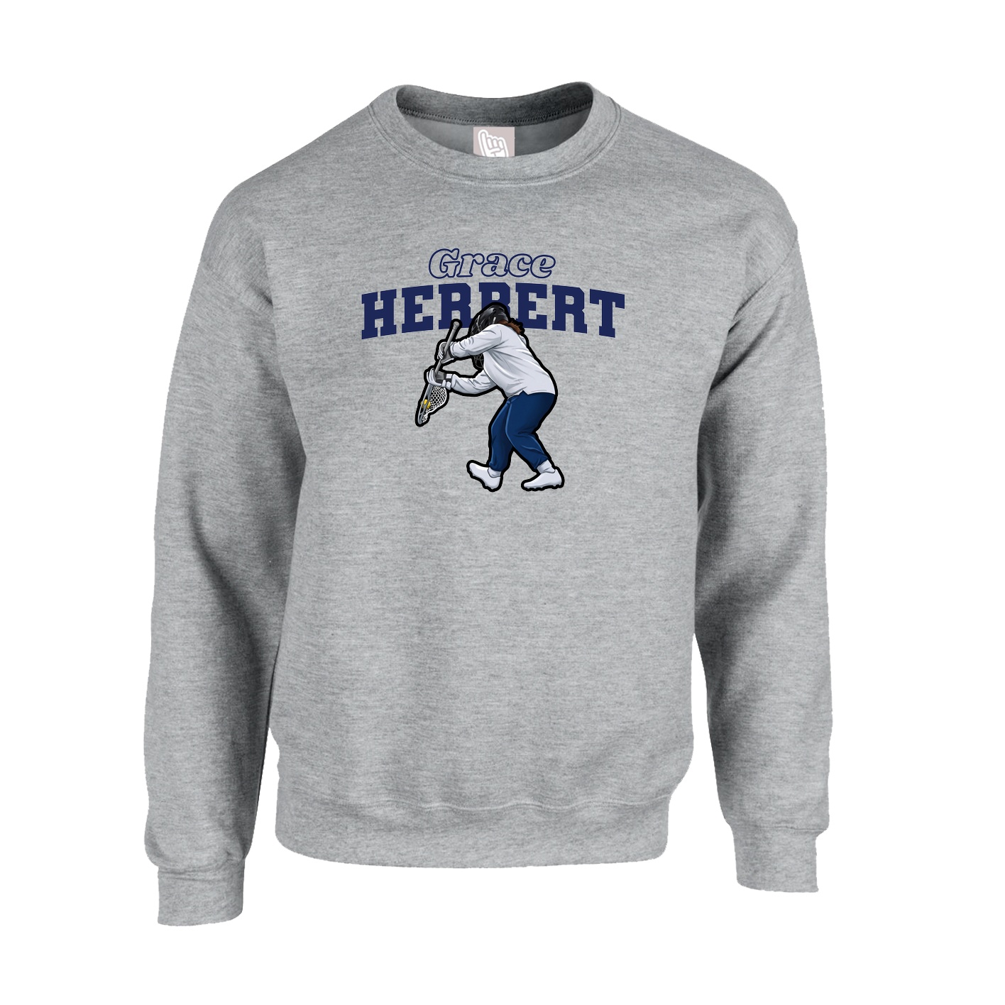 Fleece Crew — Name Arch in Grey