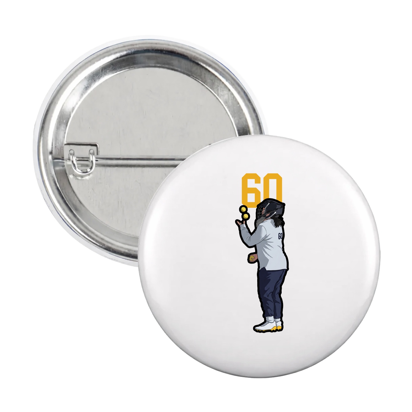 Game Day Button — Number Top in White