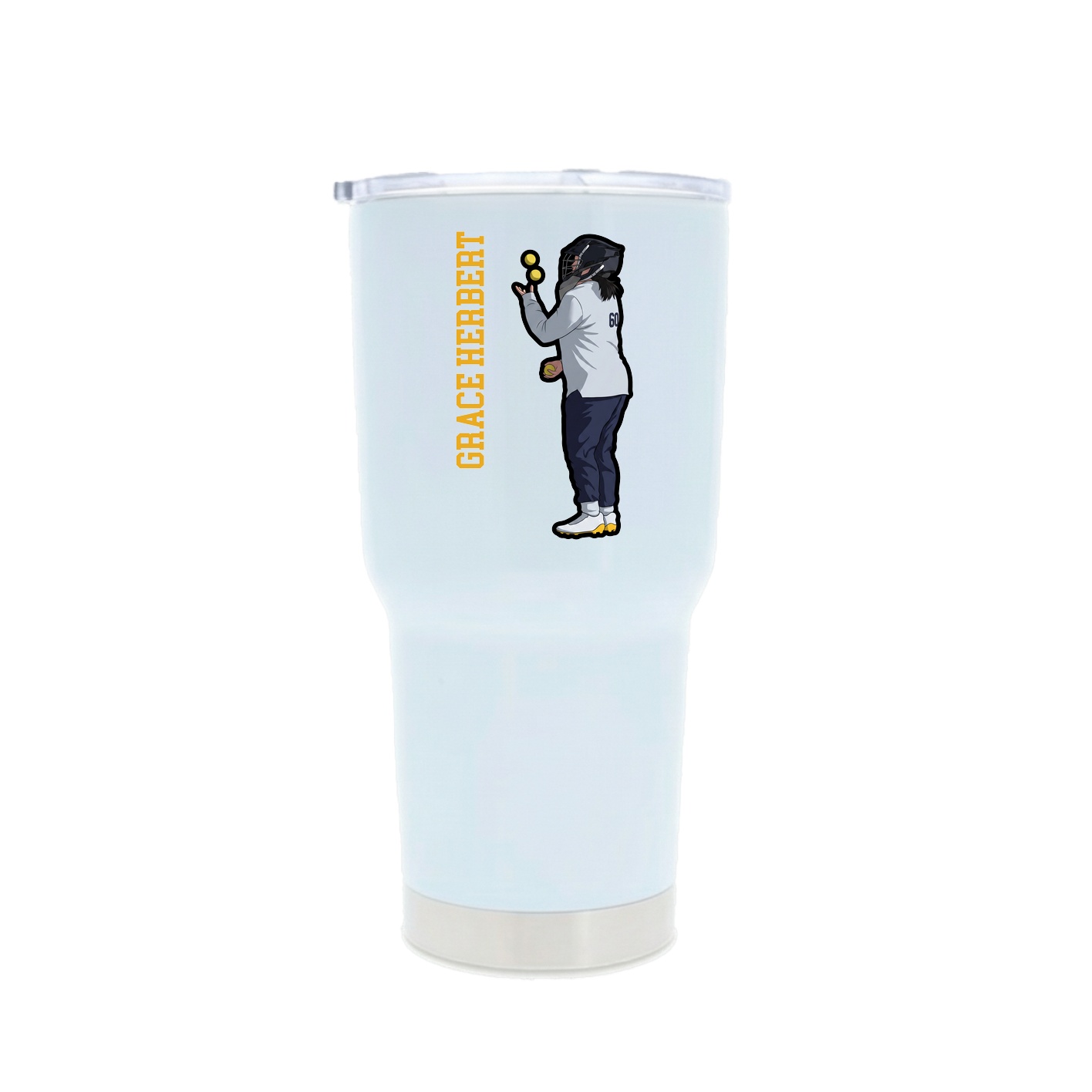 30oz Stainless Steel Tumbler — Name Vertical in White