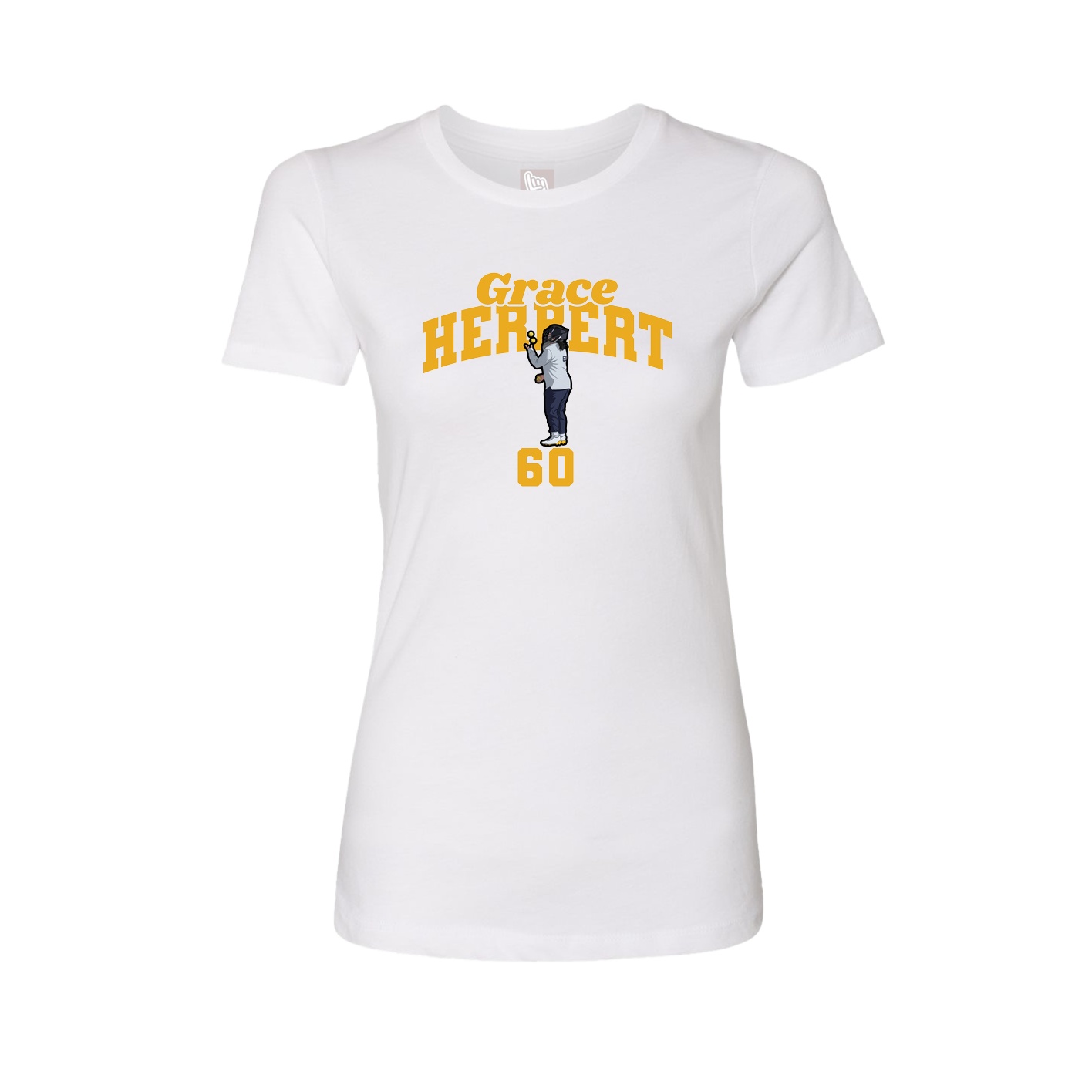 Fitted Women's Tee — Signature Arch in White