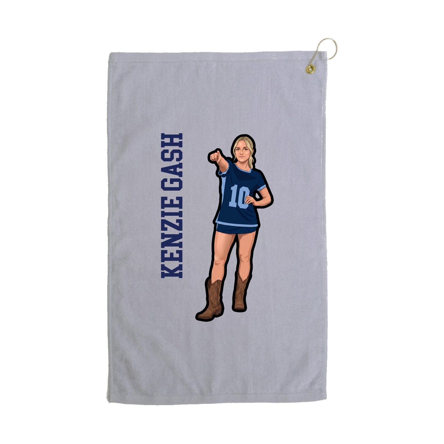 Golf Towel — Name Vertical in Grey