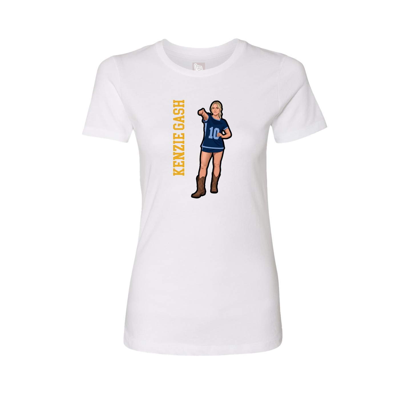 Womens Tee — Name Vertical in White
