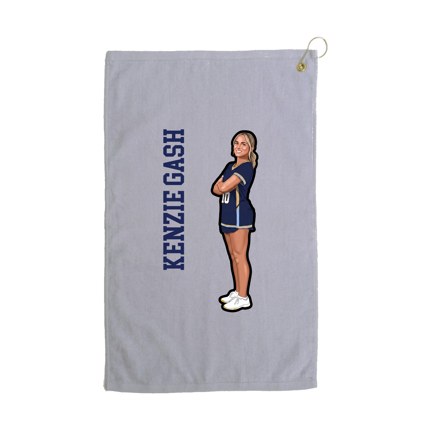 Golf Towel — Name Vertical in Grey