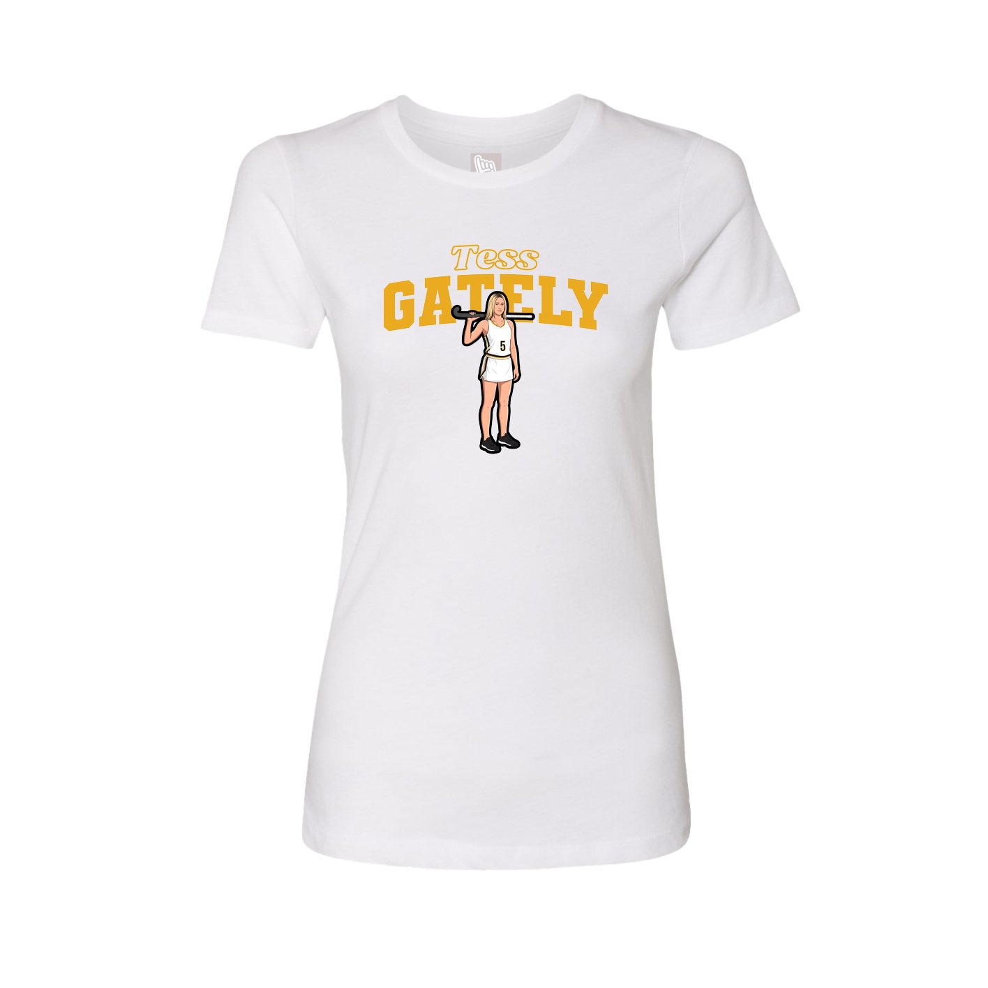 Fitted Women's Tee — Name Arch in White