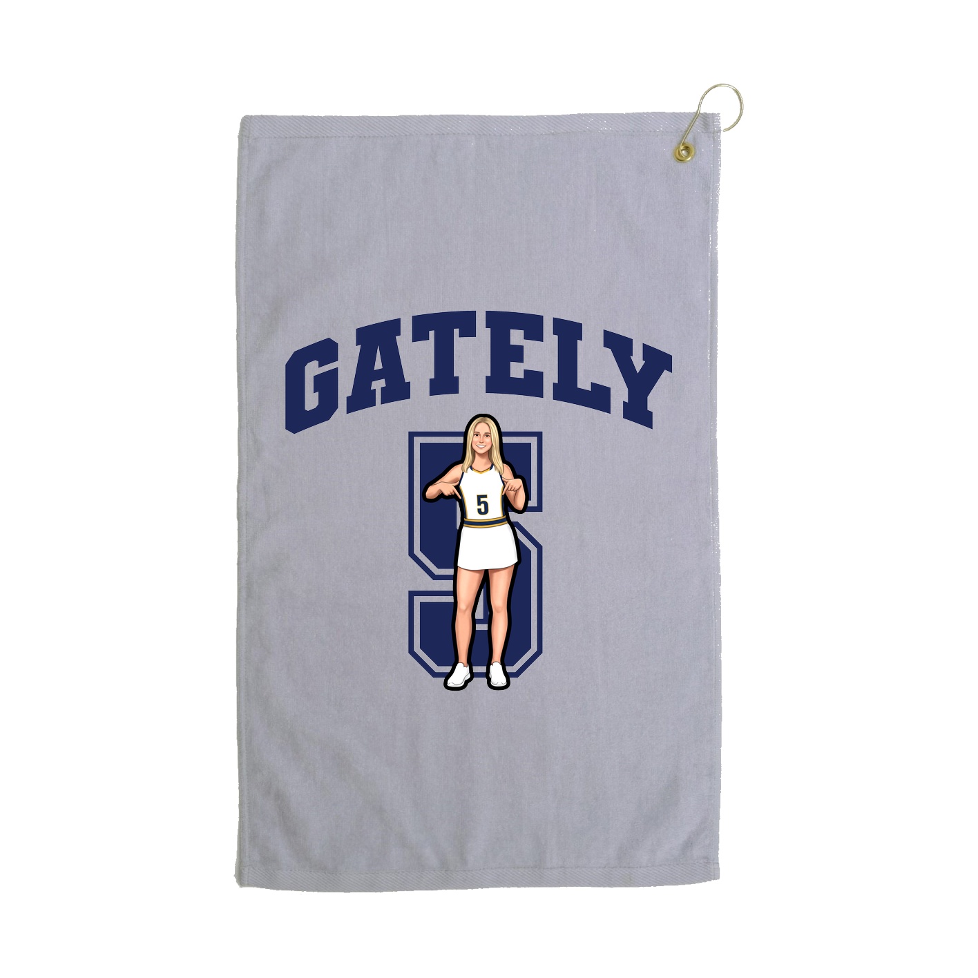 Golf Towel — Number in Grey