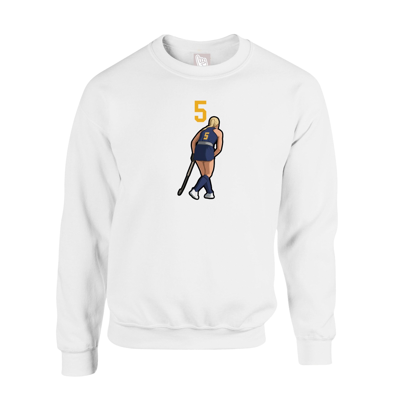 Fleece Crew — Number Top in White