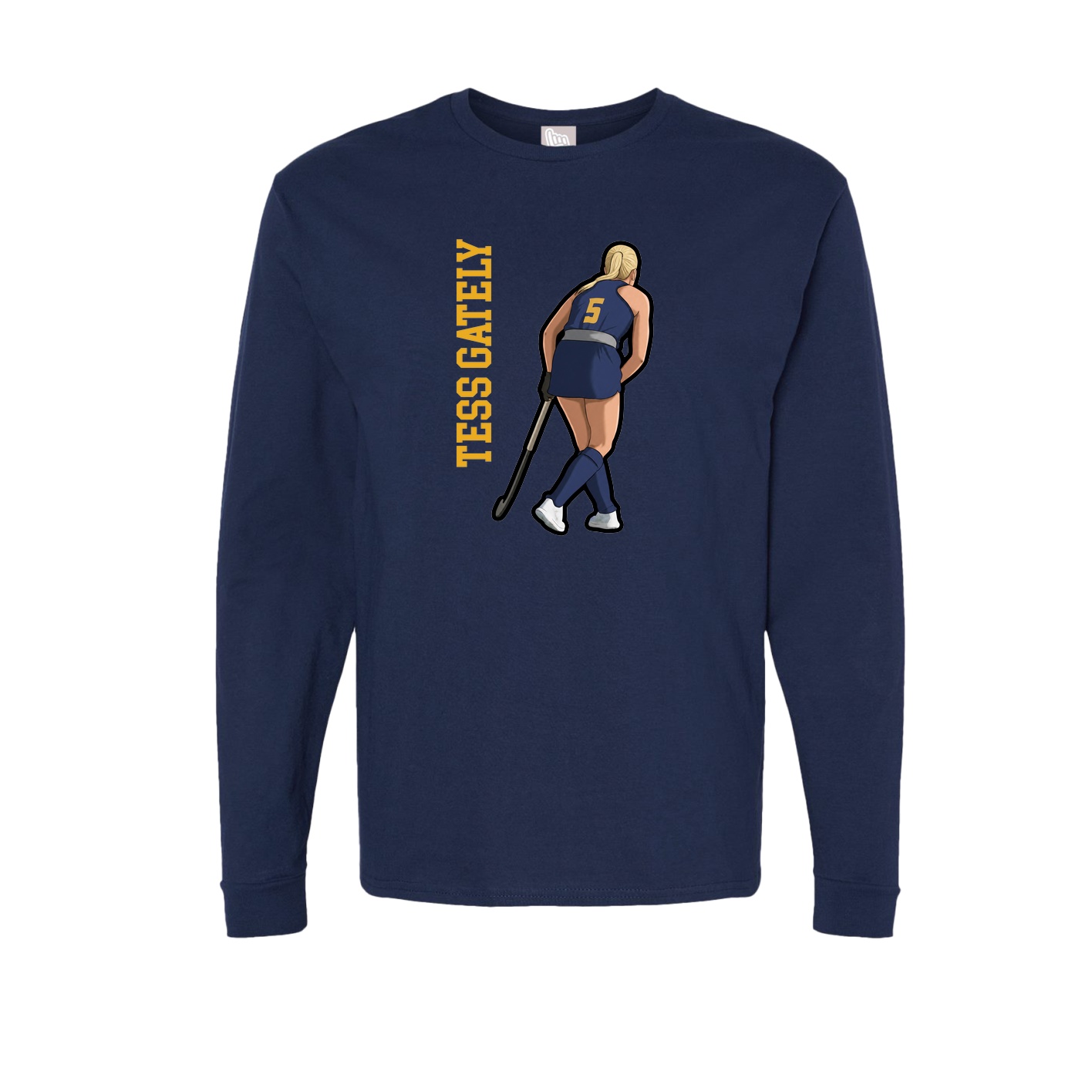 Long Sleeve Tee — Name Vertical in Navy