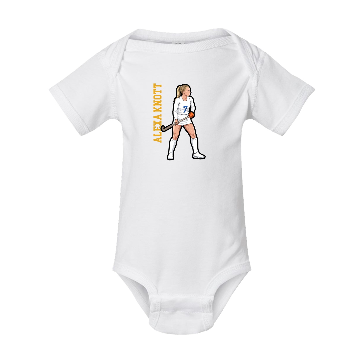 Baby Onesie — Name Vertical in White