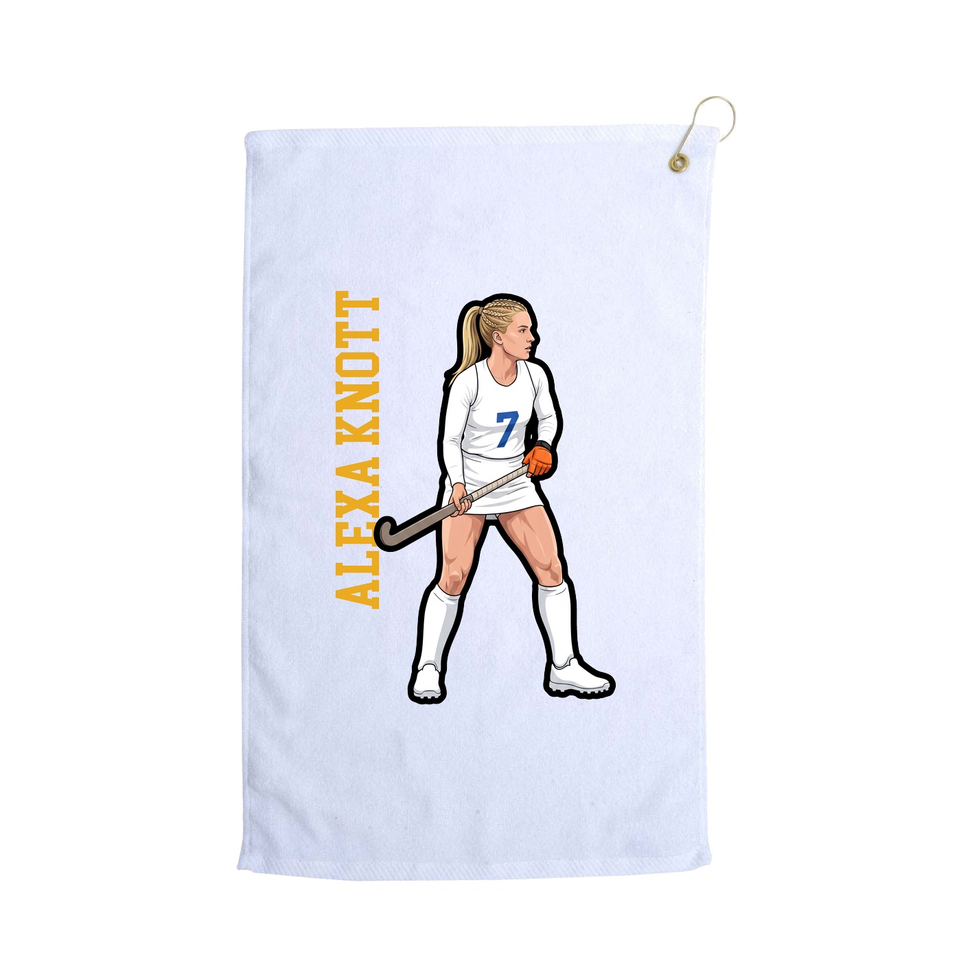 Golf Towel — Name Vertical in White