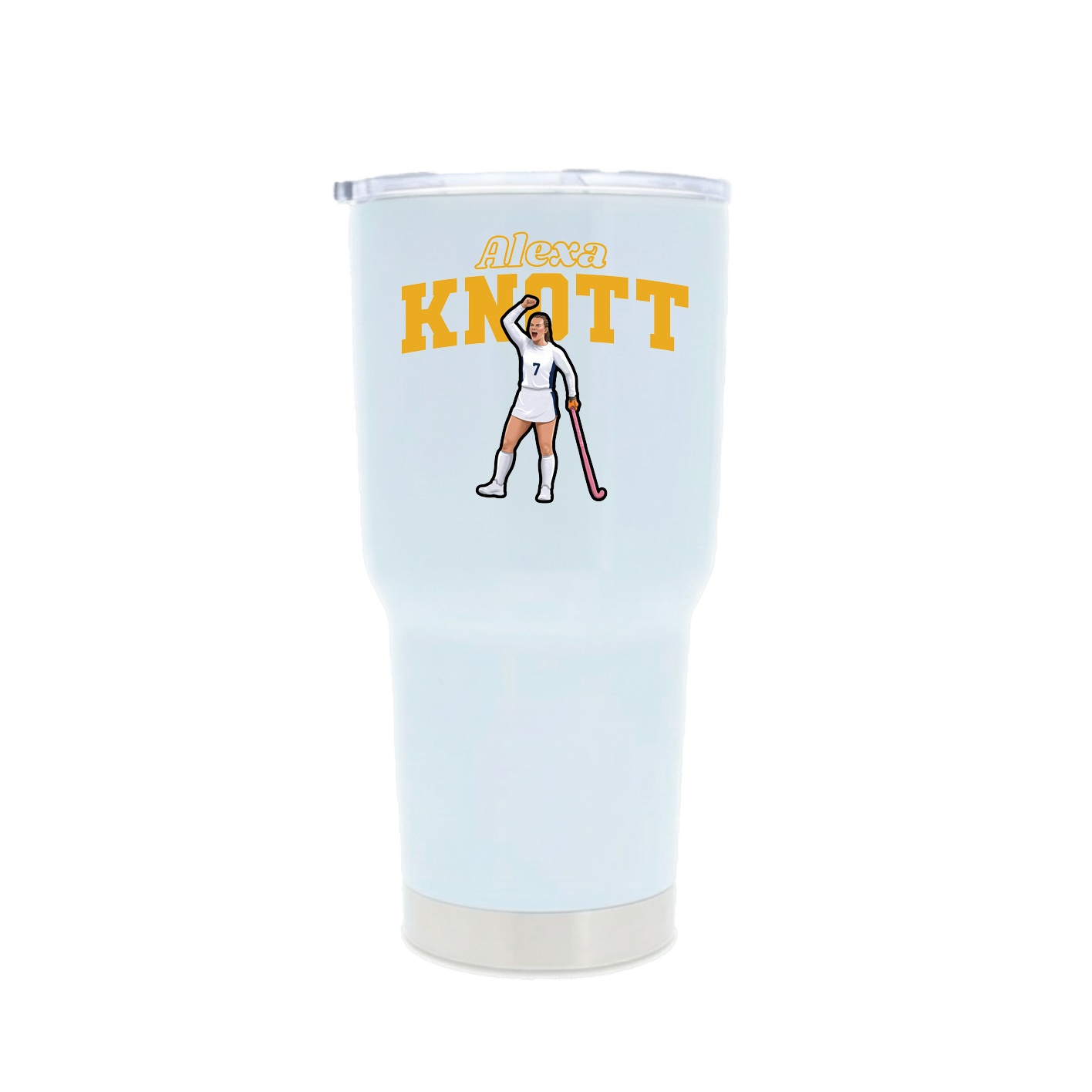 30oz Stainless Steel Tumbler — Name Arch in White