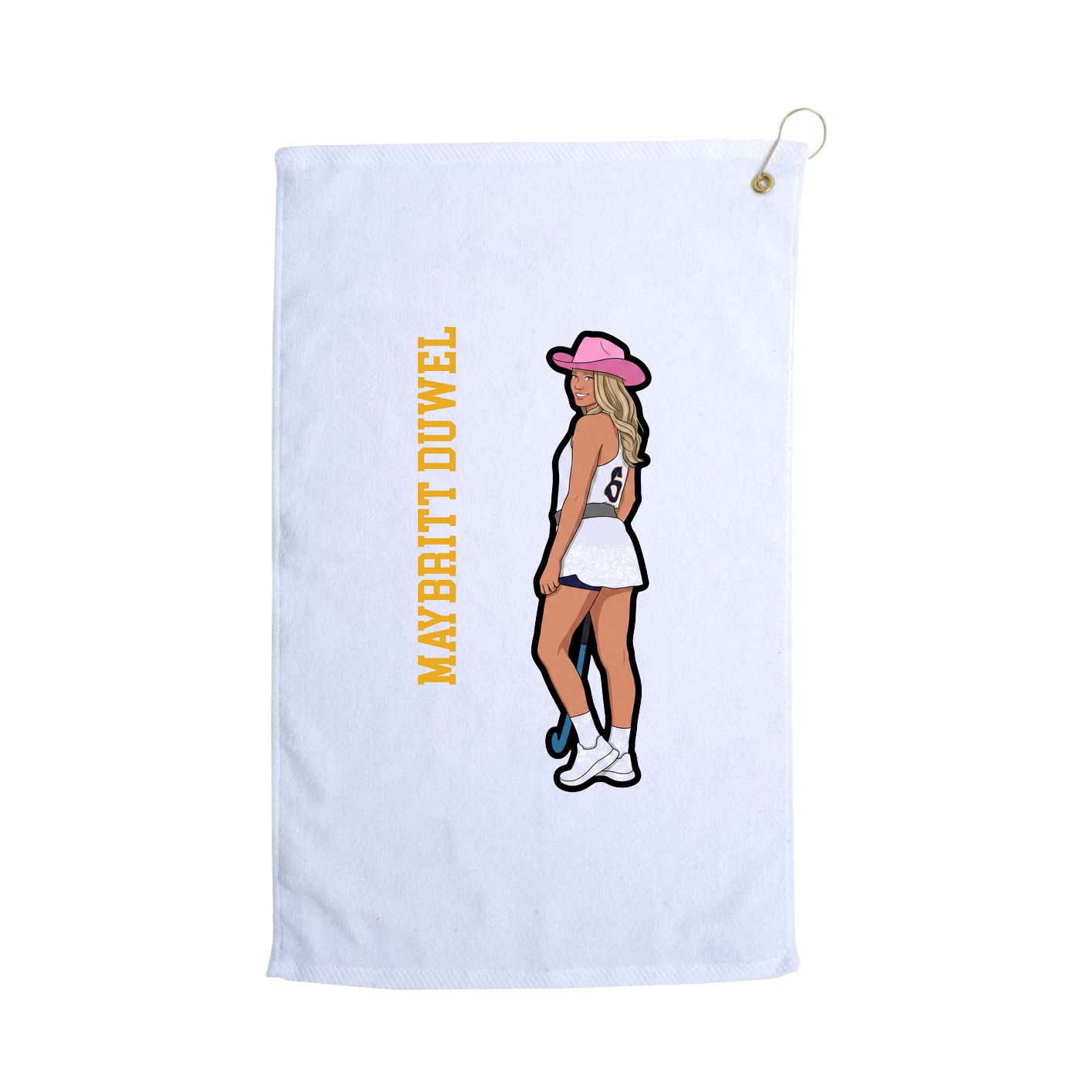Golf Towel — Name Vertical in White