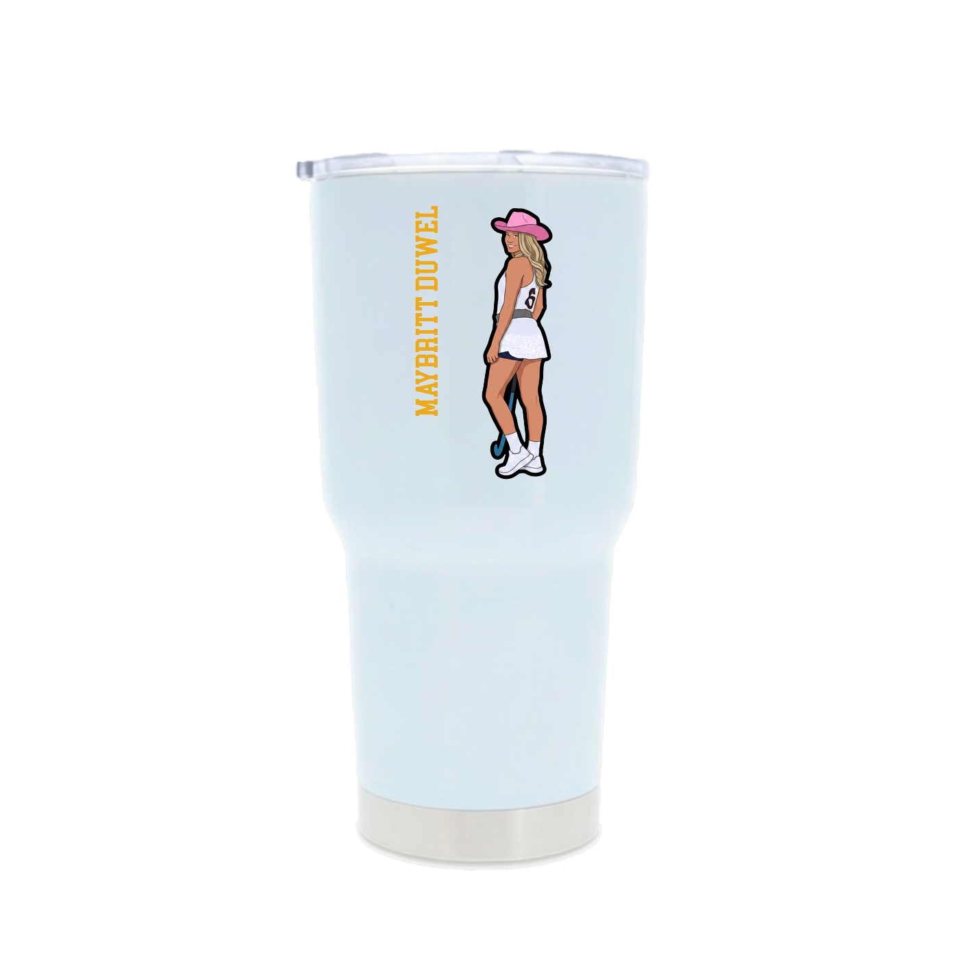 30oz Stainless Steel Tumbler — Name Vertical in White