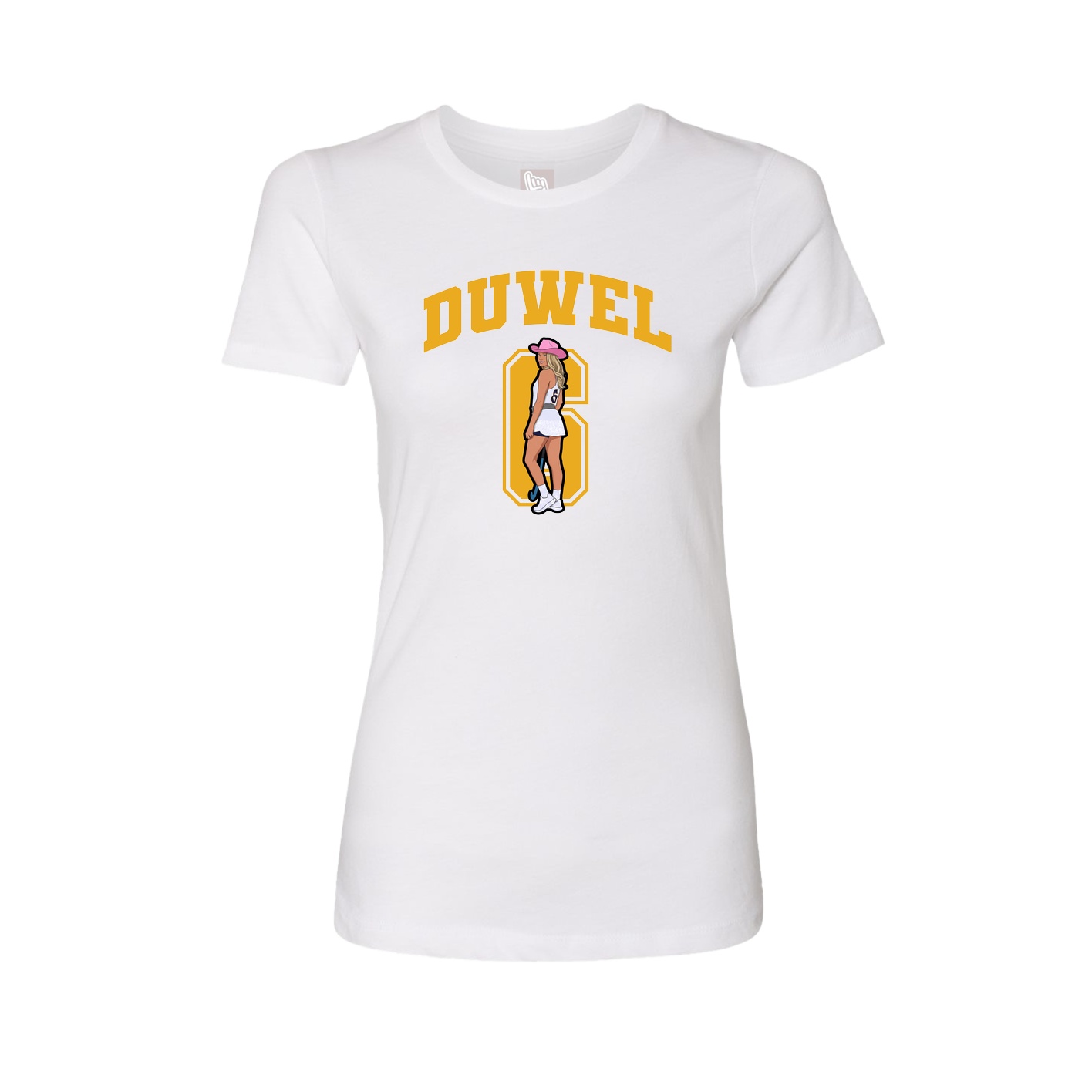 Fitted Women's Tee — Number in White
