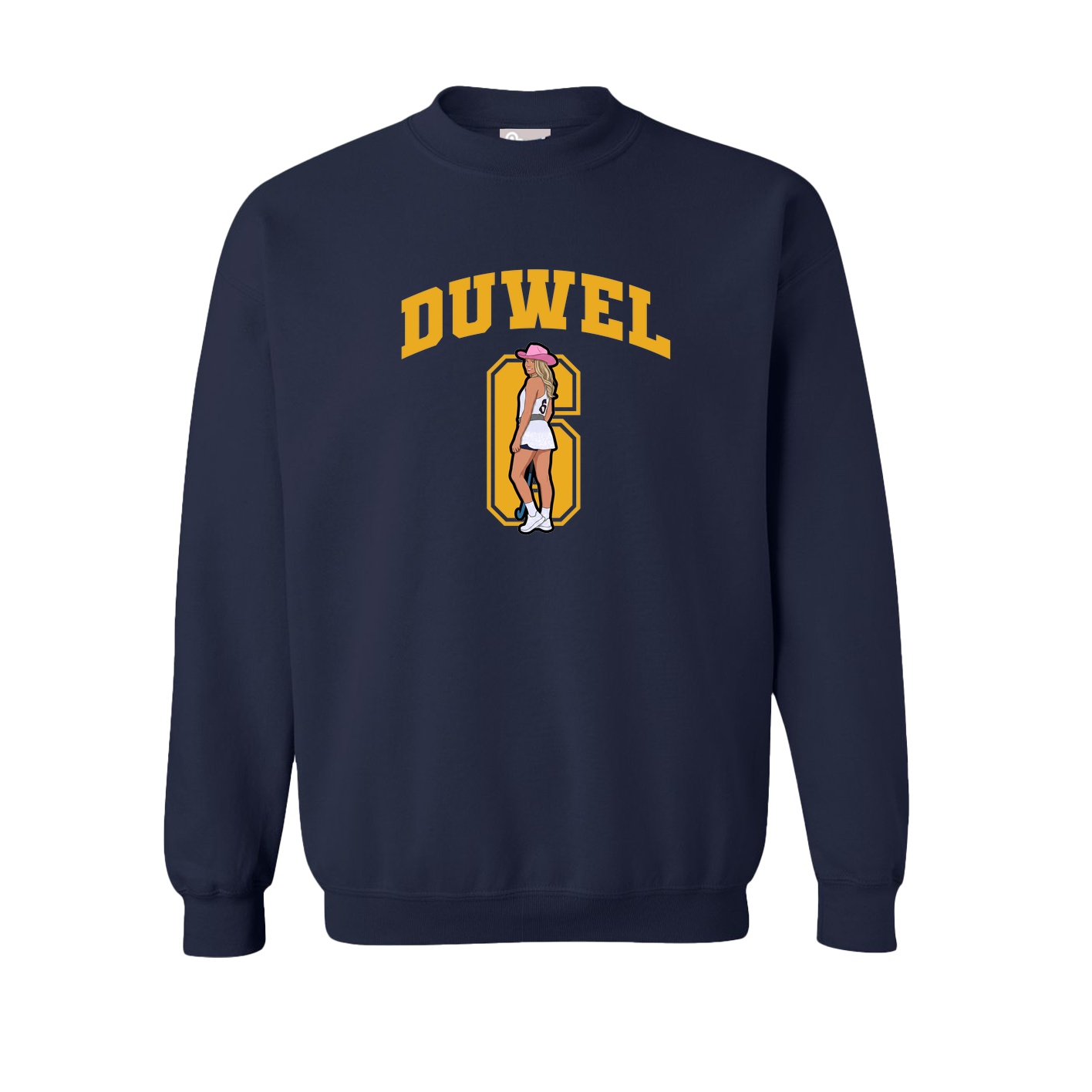 Fleece Crew — Number in Navy