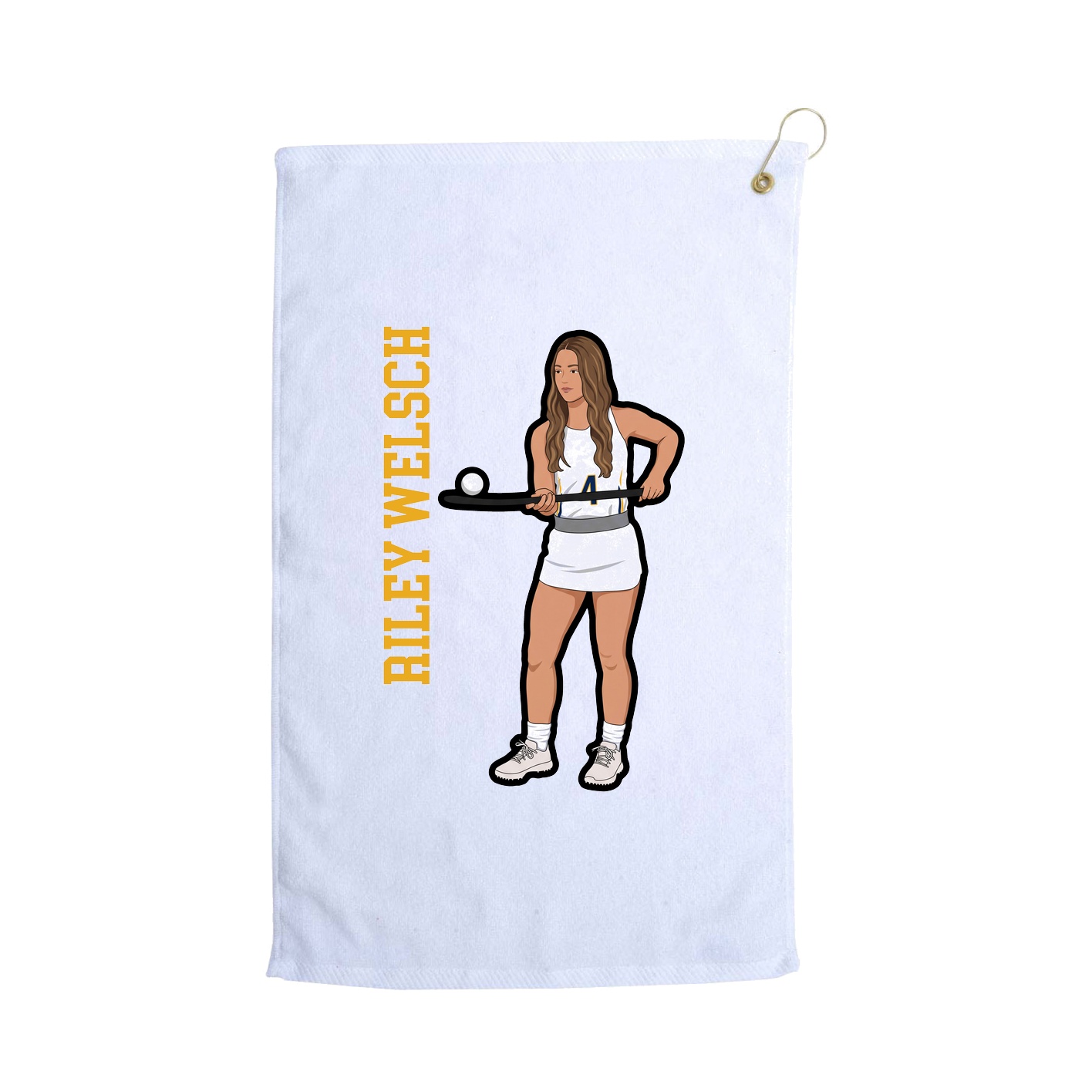 Golf Towel — Name Vertical in White