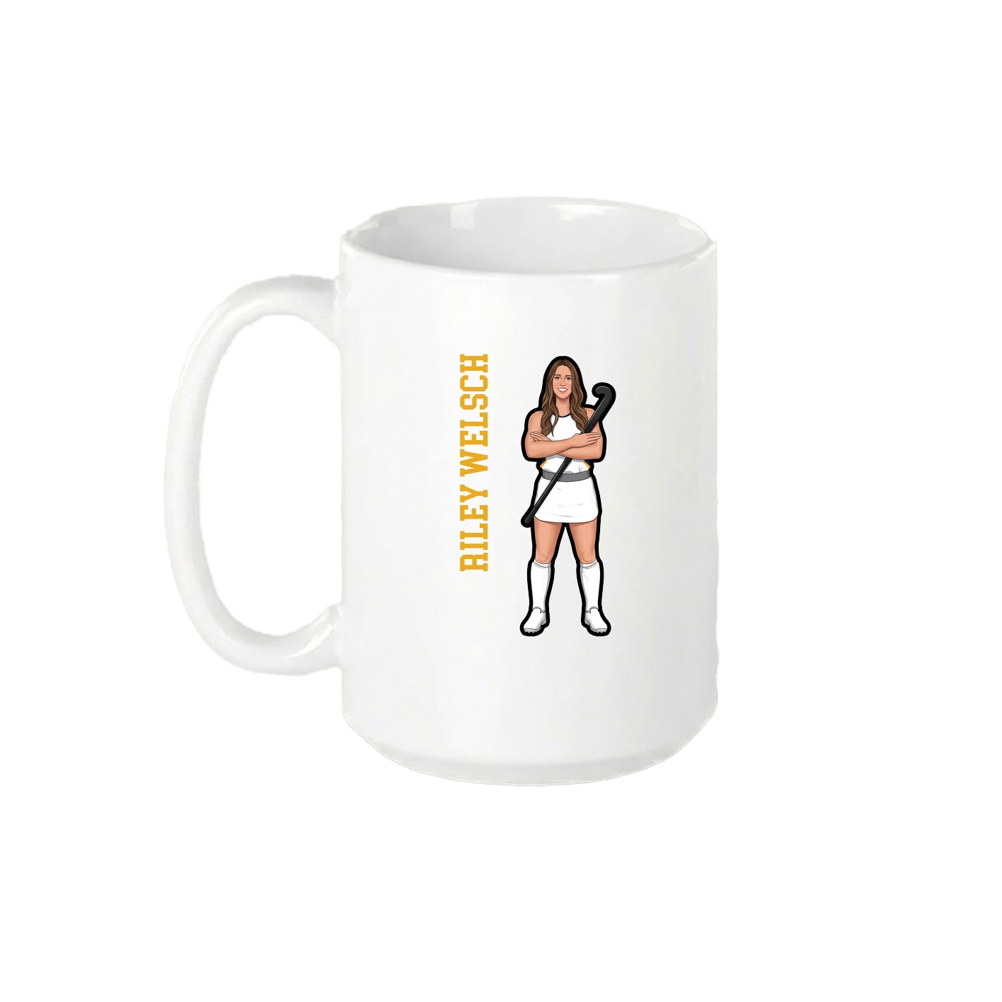 15oz Coffee Mug — Name Vertical in White