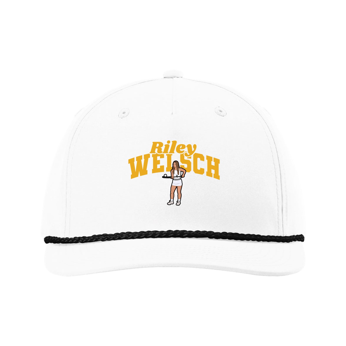 Five-Panel Classic Rope Cap — Signature Arch in White